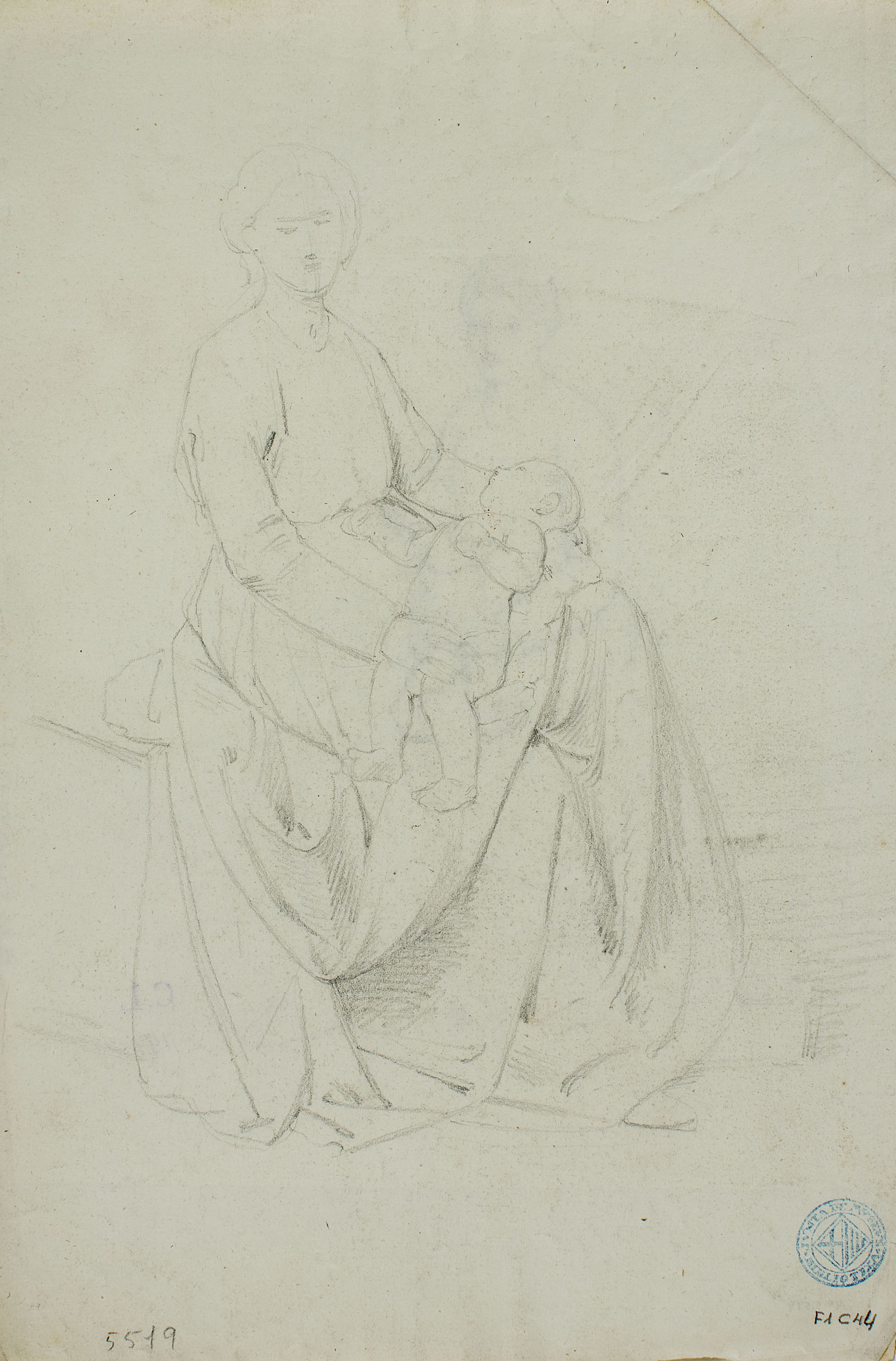 image for: Claudi Lorenzale - Dona asseguda amb un nen nu a la falda (anvers) / Dona asseguda amb un nen nu a la falda (revers) - Cap a 1860-1880 [1]