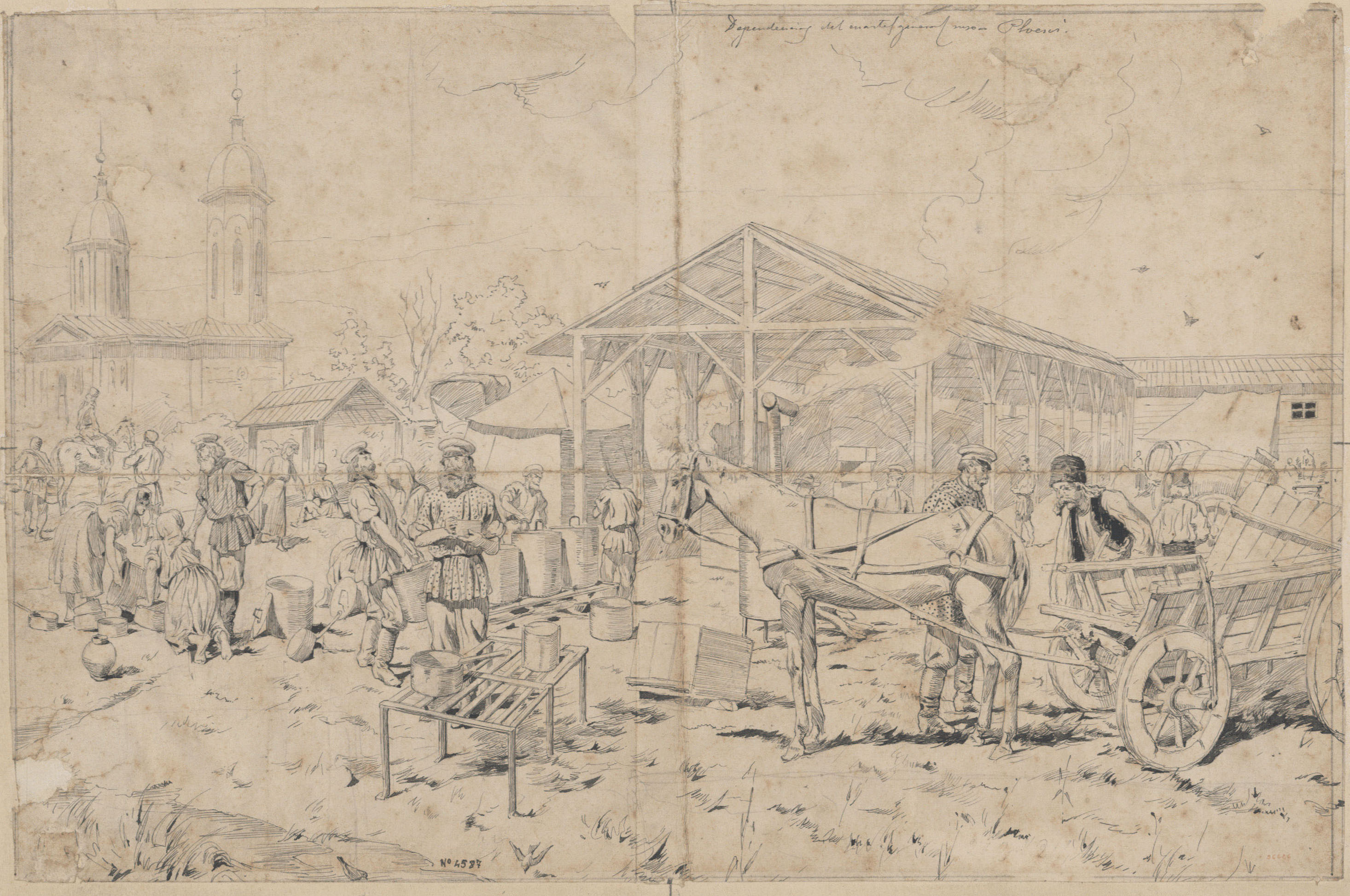 Josep Lluís Pellicer - Dependencias del cuartel general ruso, Ploesci - 1877 image for: Josep Lluís Pellicer - Dependencias del cuartel general ruso, Ploesci - 1877