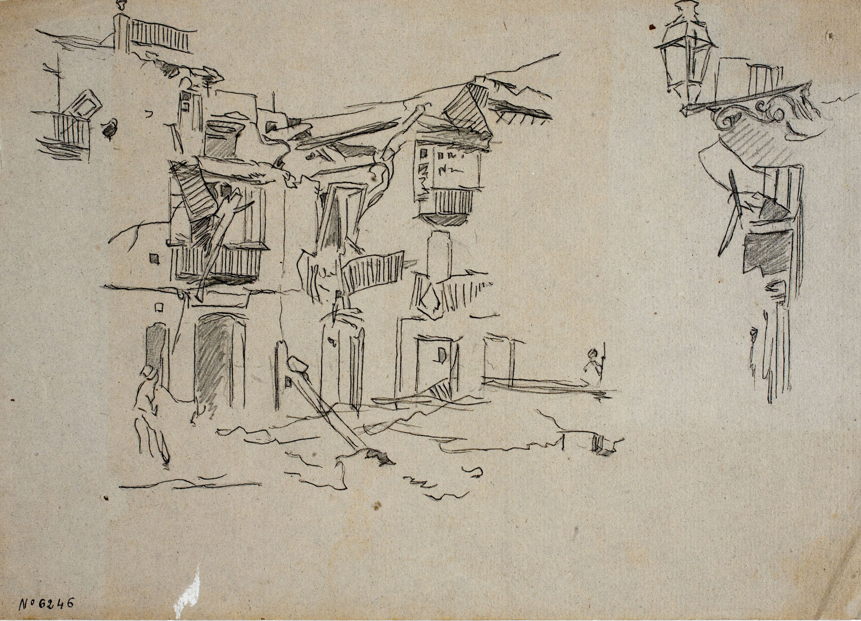 image for: Josep Lluís Pellicer - Edifici bombardejat - Cap a 1872-1876