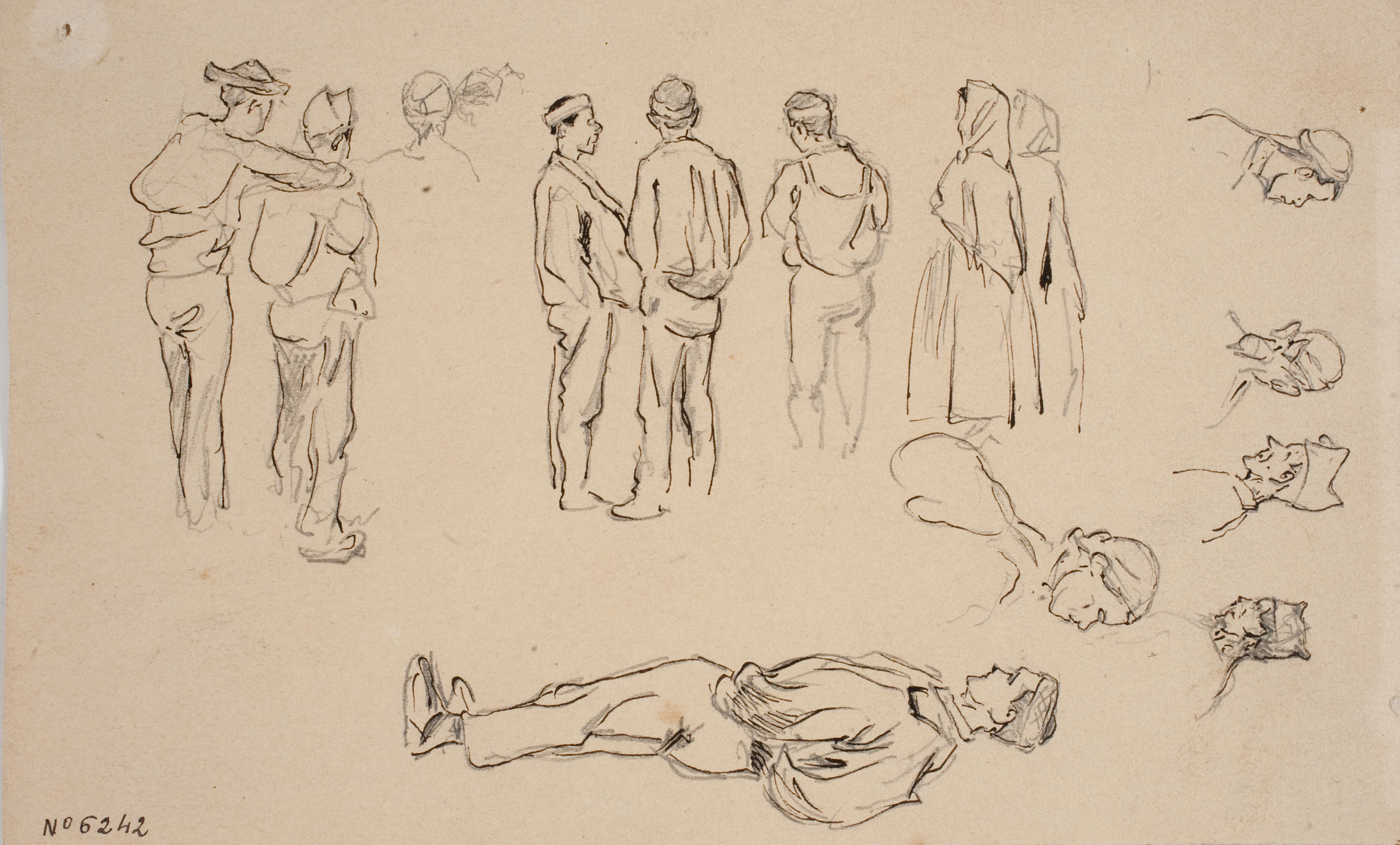 image for: Josep Lluís Pellicer - Apunt de figures - Cap a 1872-1876