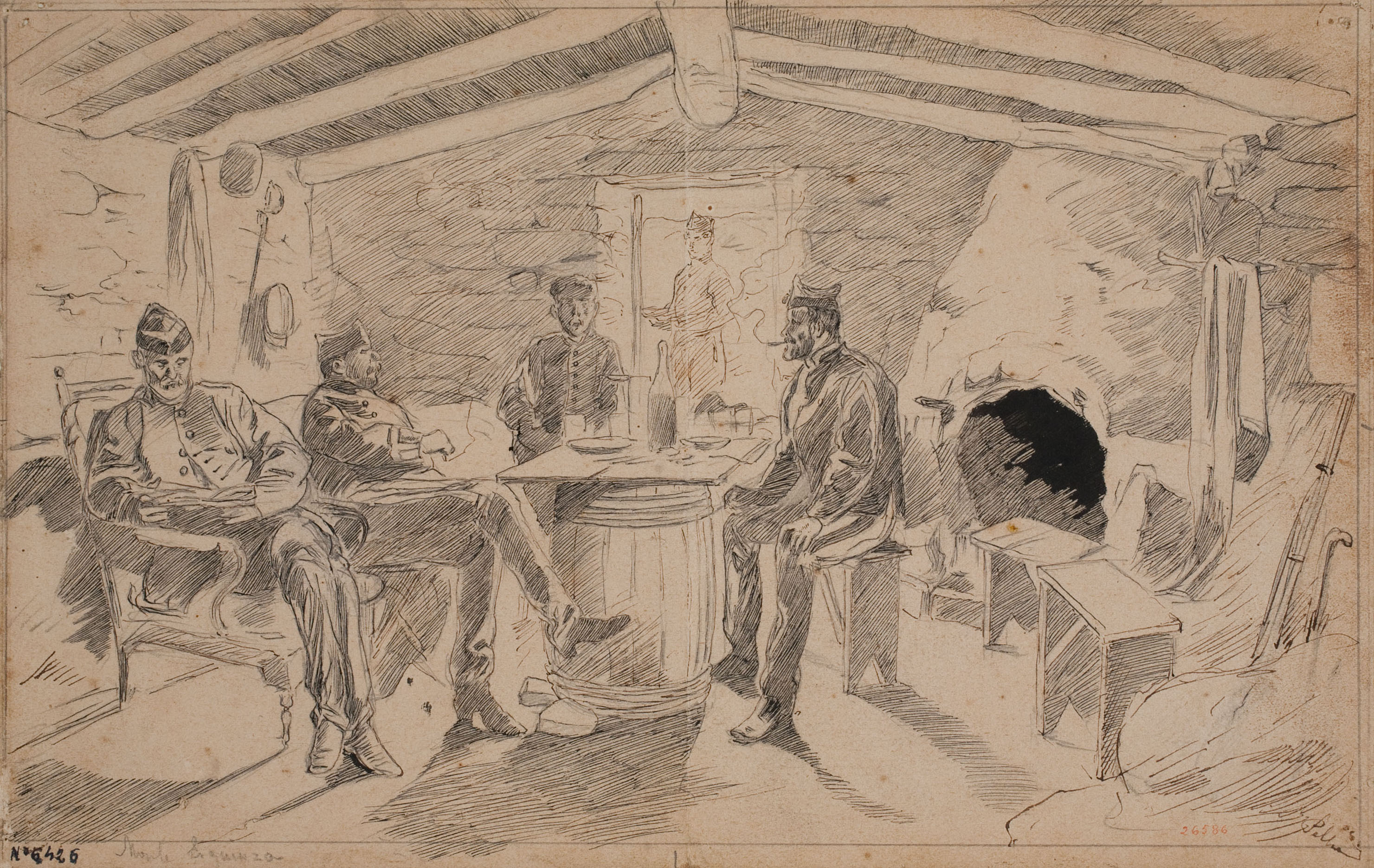 Josep Lluís Pellicer - Monte Esquinza. Interior de la cabana del brigadier Acellana - 1875 image for: Josep Lluís Pellicer - Monte Esquinza. Interior de la cabana del brigadier Acellana - 1875