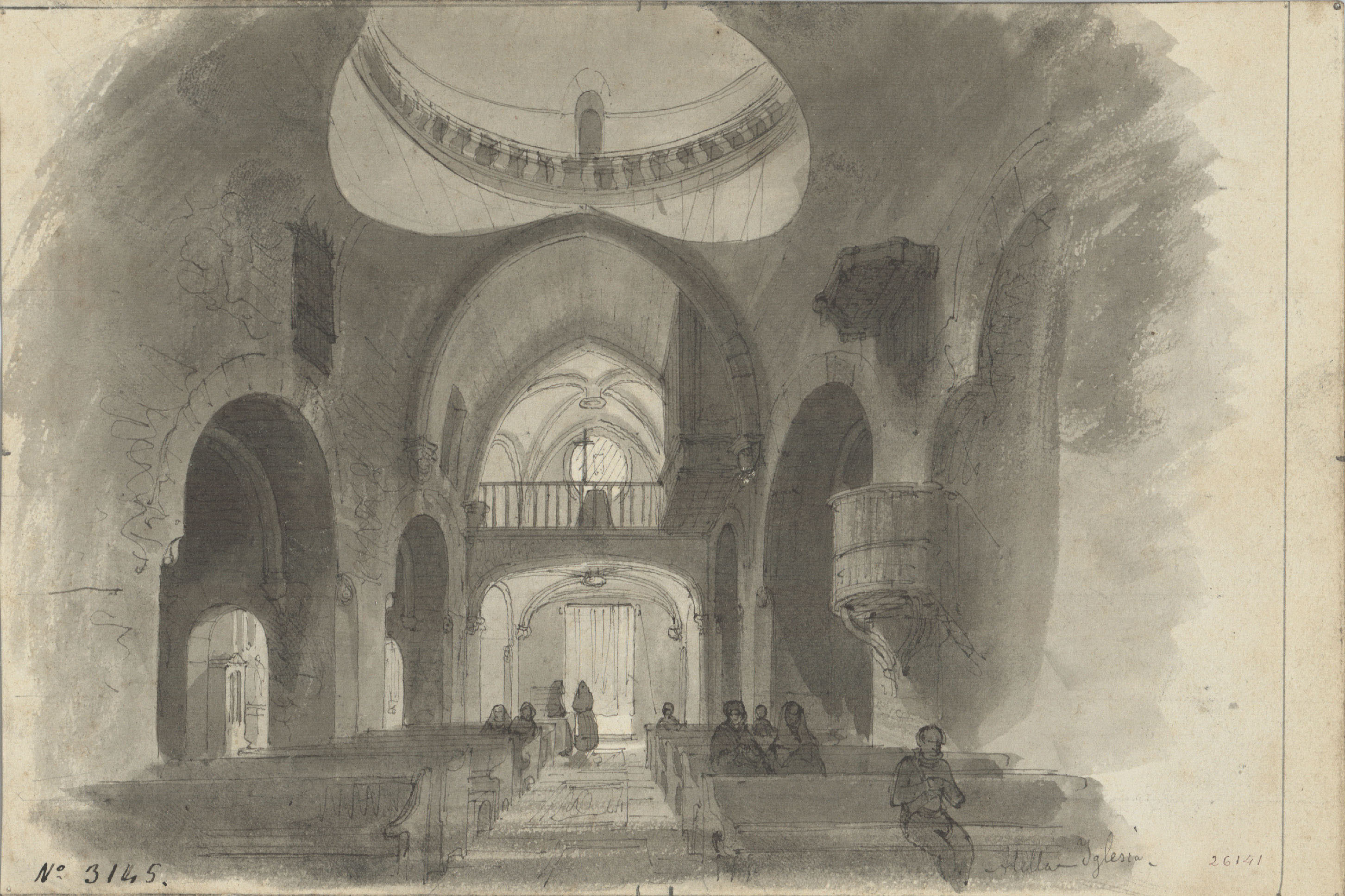 image for: Lluís Rigalt - Alella. Iglesia - Cap a 1850-1860