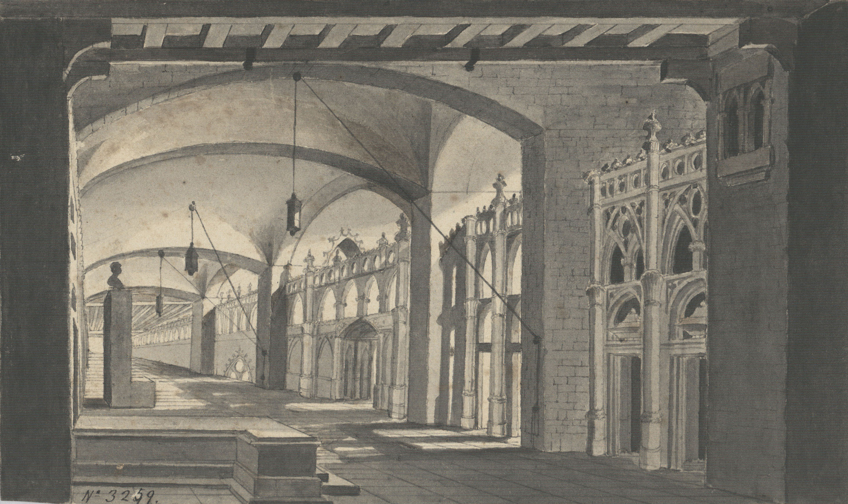 image for: Pau Rigalt - Interior d'una sala gòtica (escenografia) - Cap a 1820-1830