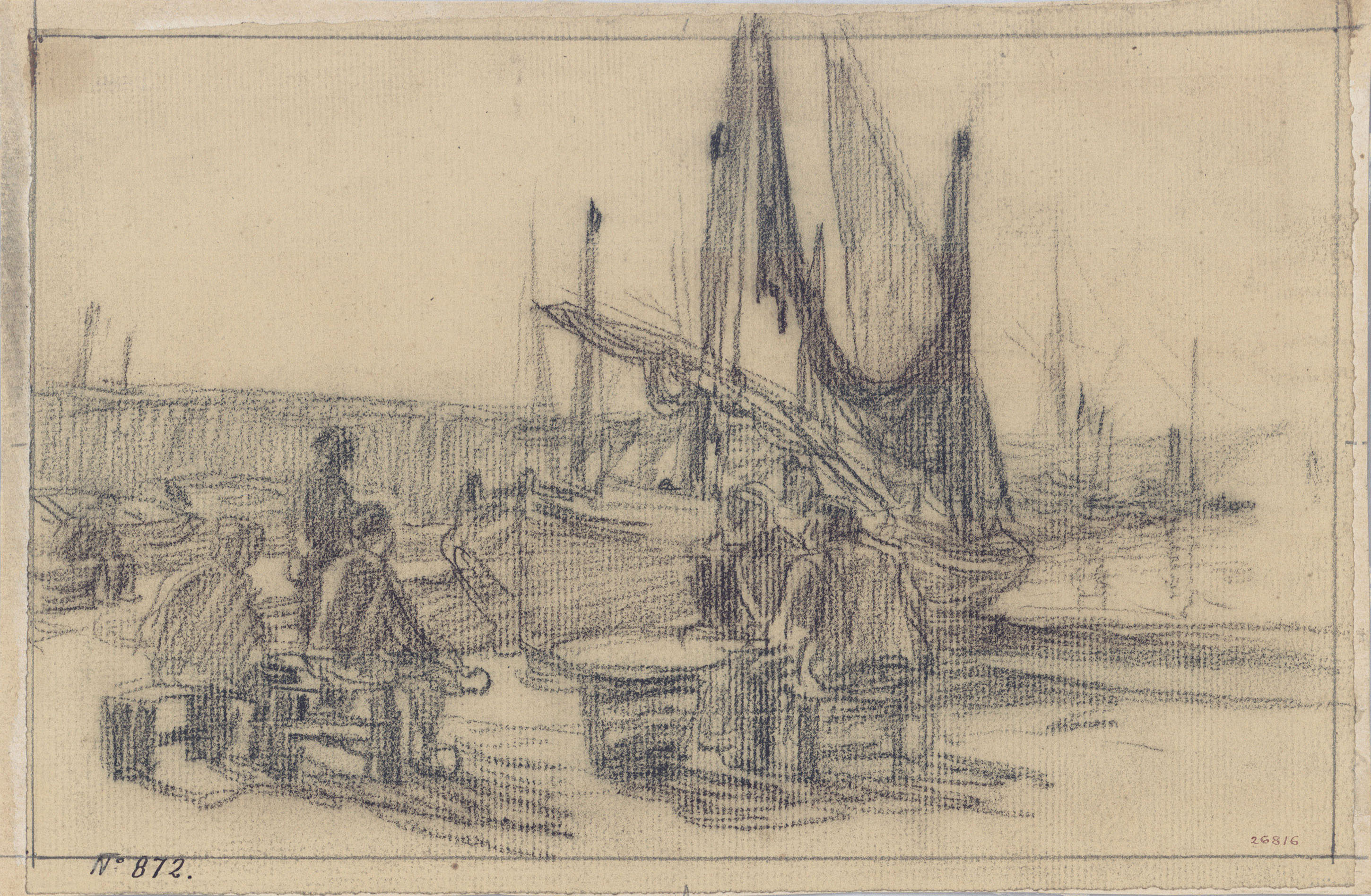 Dionís Baixeras - El moll de pescadors - Cap a 1898 image for: Dionís Baixeras - El moll de pescadors - Cap a 1898