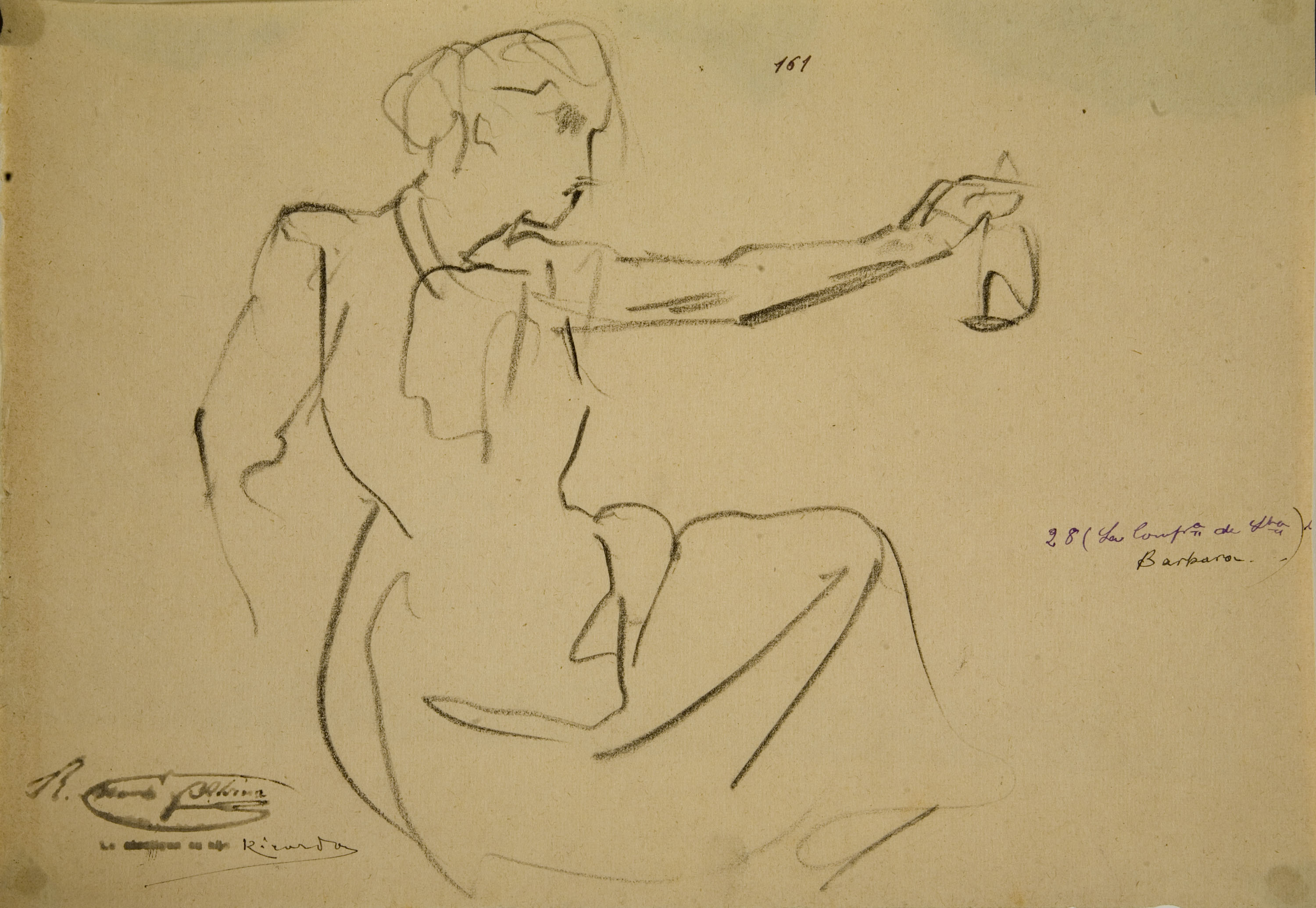 image for: Ramon Martí i Alsina - Estudi de dona asseguda per al quadre «La Companyia de Santa Bàrbara» - Cap a 1891