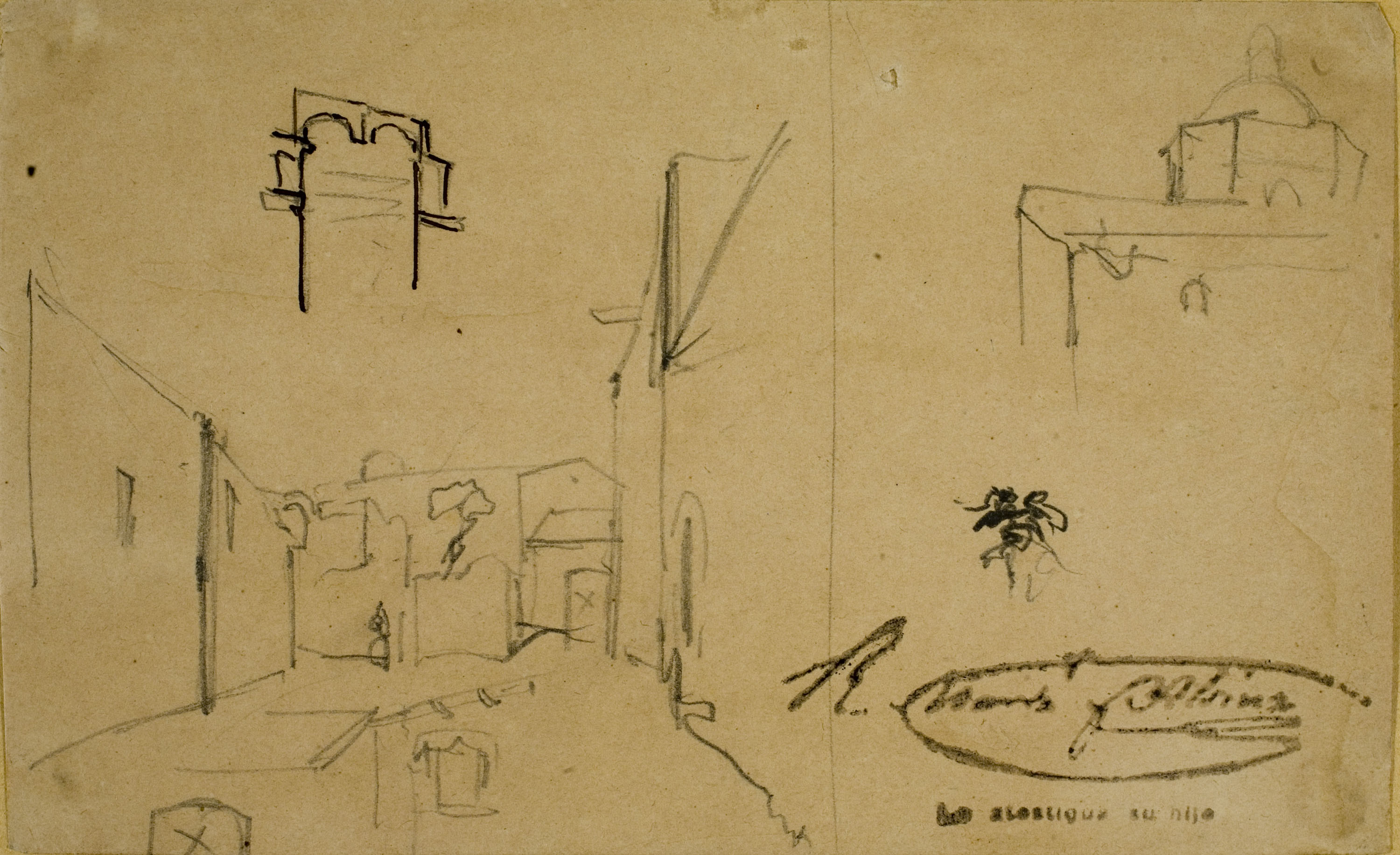 image for: Ramon Martí i Alsina - Apunt d'edificis de la ciutat de Girona per al quadre 