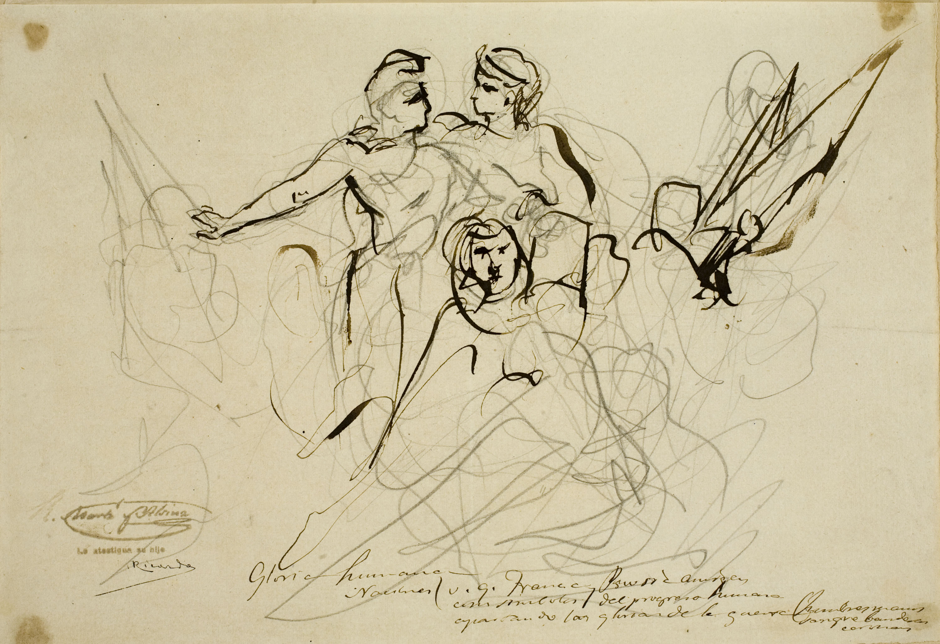 image for: Ramon Martí i Alsina - Estudi de figures per a un quadre al·legòric de la Pau entre França i Prússia - Cap a 1870-1871