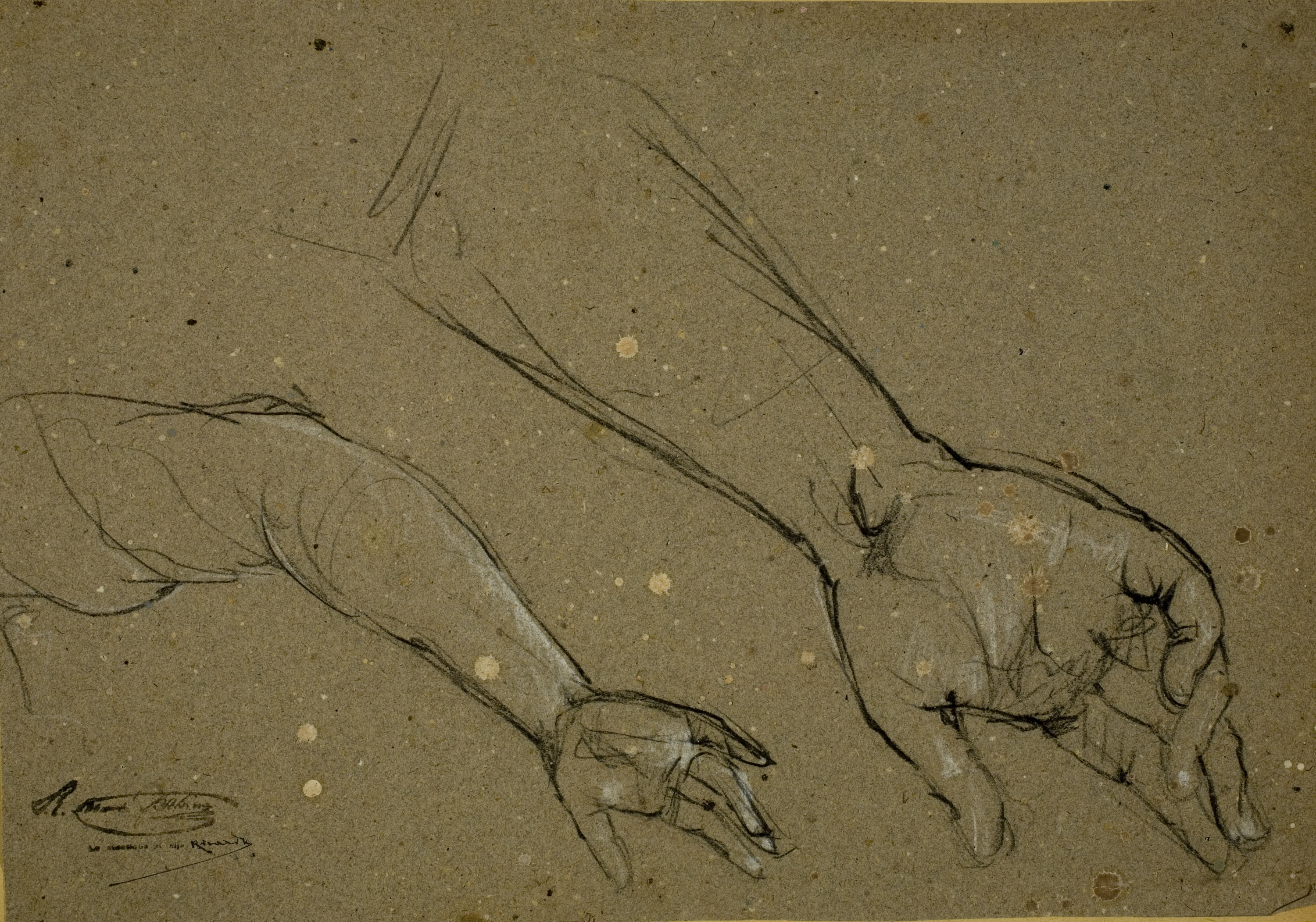 image for: Ramon Martí i Alsina - Apunts de braços i mans per al quadre «La Companyia de Santa Bàrbara» - Cap a 1891