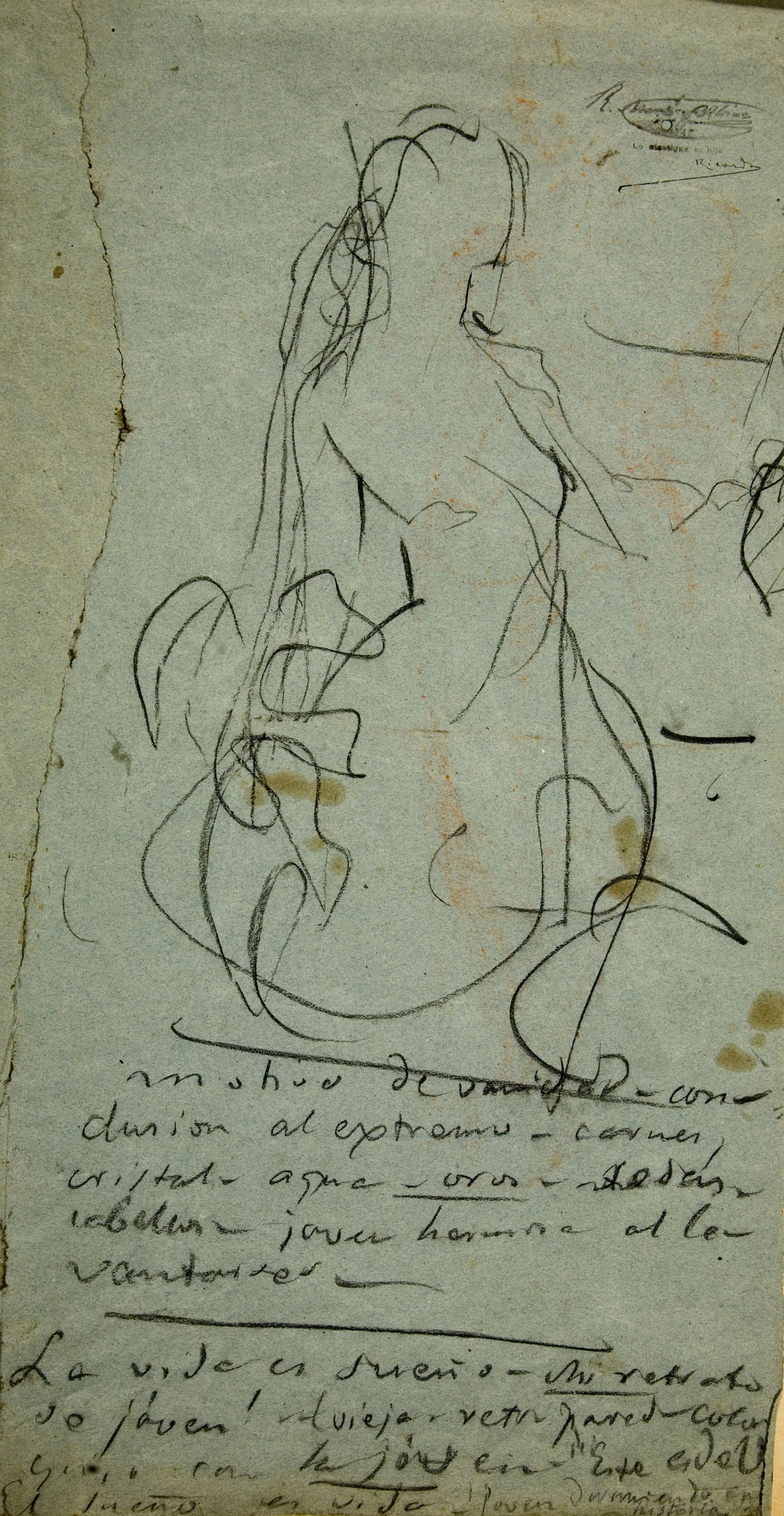 Ramon Martí i Alsina - Croquis de figura femenina per al quadre «La vida es sueño» - Cap a 1880-1890 image for: Ramon Martí i Alsina - Croquis de figura femenina per al quadre «La vida es sueño» - Cap a 1880-1890