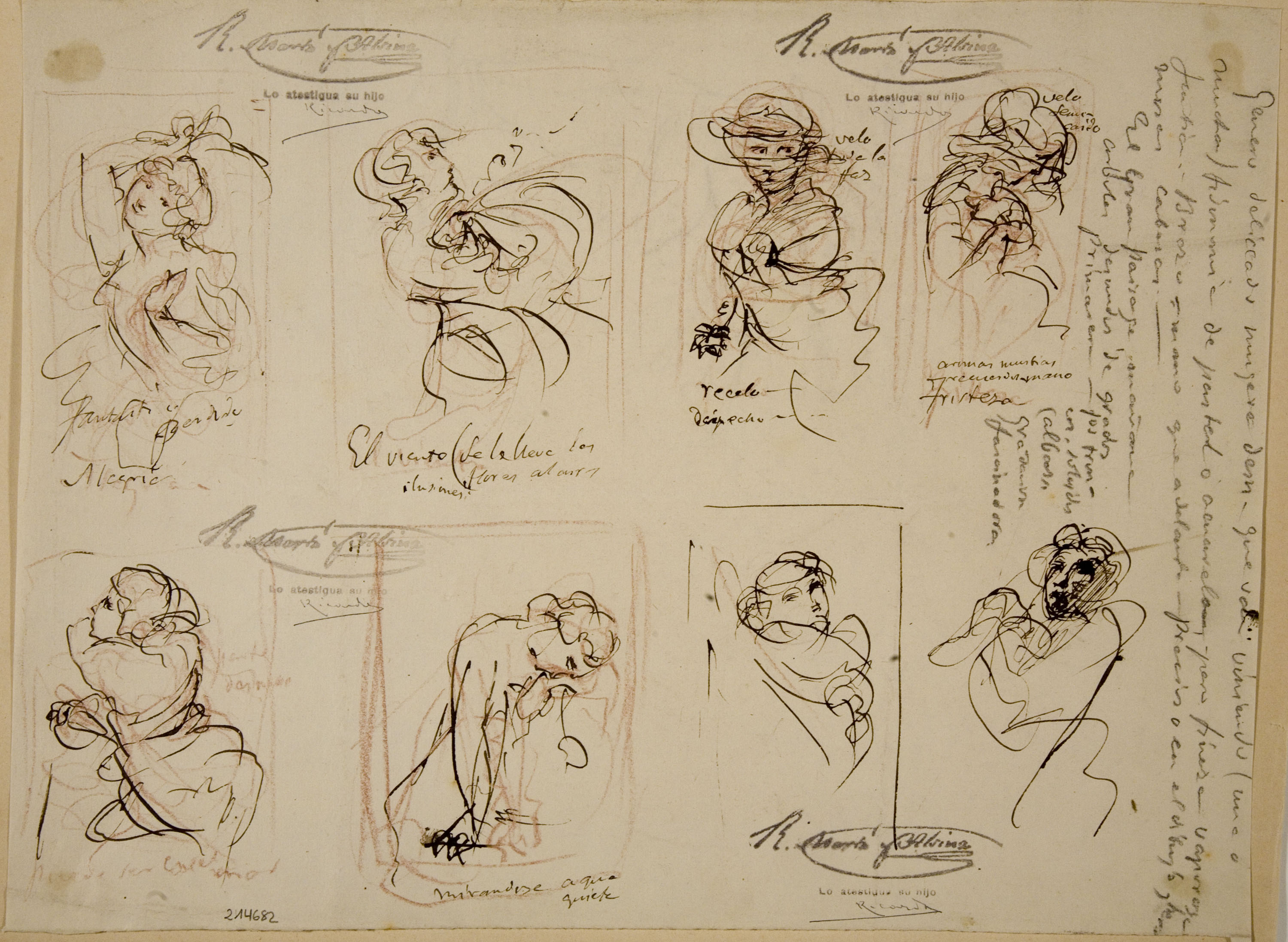 Ramon Martí i Alsina - Vuit estudis de figures femenines - Cap a 1870-1880 image for: Ramon Martí i Alsina - Vuit estudis de figures femenines - Cap a 1870-1880