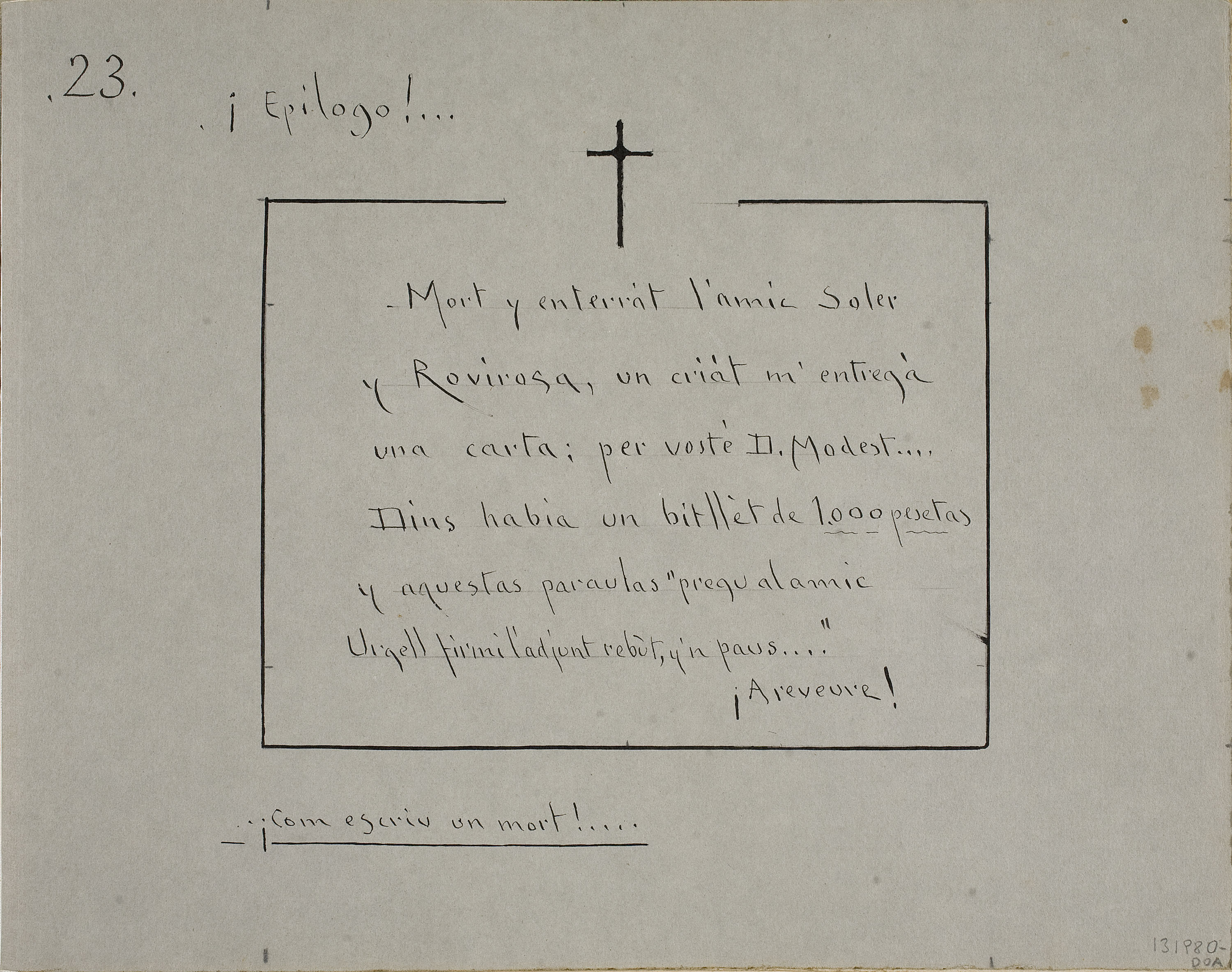 Modest Urgell - ¡Epilogo! (anvers) / Académics del any 70 (revers) - Cap a 1918 image for: Modest Urgell - ¡Epilogo! (anvers) / Académics del any 70 (revers) - Cap a 1918