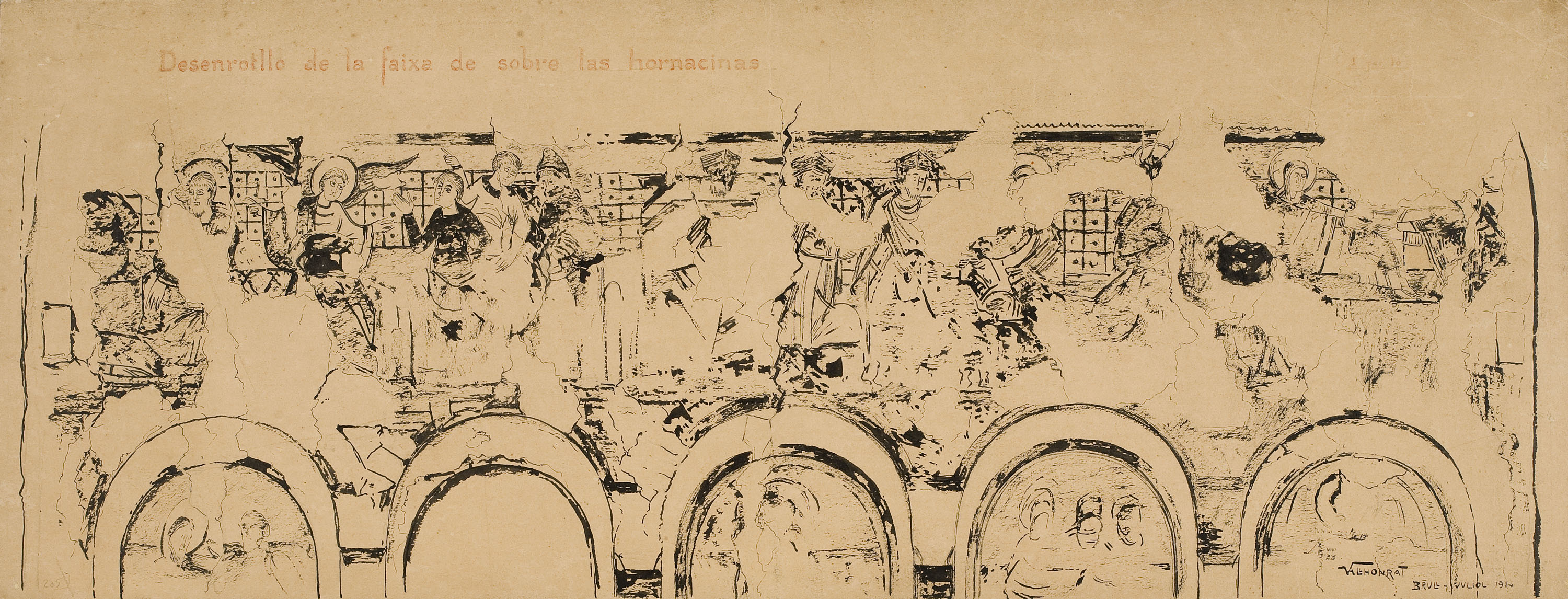 Joan Vallhonrat - Reproducció de les pintures de Sant Martí del Brull - 1914 image for: Joan Vallhonrat - Reproducció de les pintures de Sant Martí del Brull - 1914