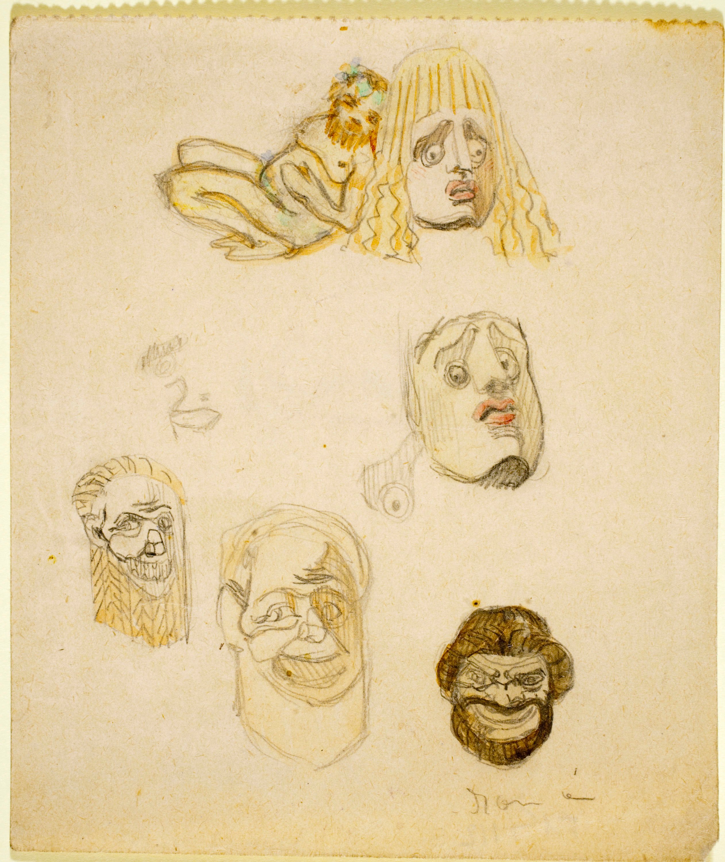 Ismael Smith - Màscares gregues (anvers) / Rostre masculí (revers) - Cap a 1905-1915 image for: Ismael Smith - Màscares gregues (anvers) / Rostre masculí (revers) - Cap a 1905-1915