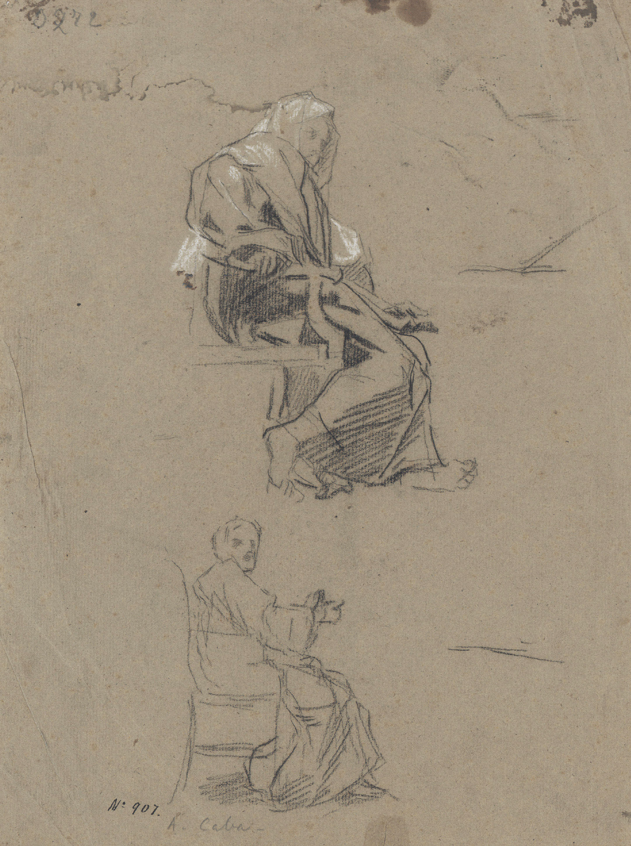 image for: Antoni Caba - Estudi de figures per a la pintura «Penediment de Judes» (anvers) / Estudi de figura per a la pintura «Penediment de Judes» (revers) - Cap a 1874