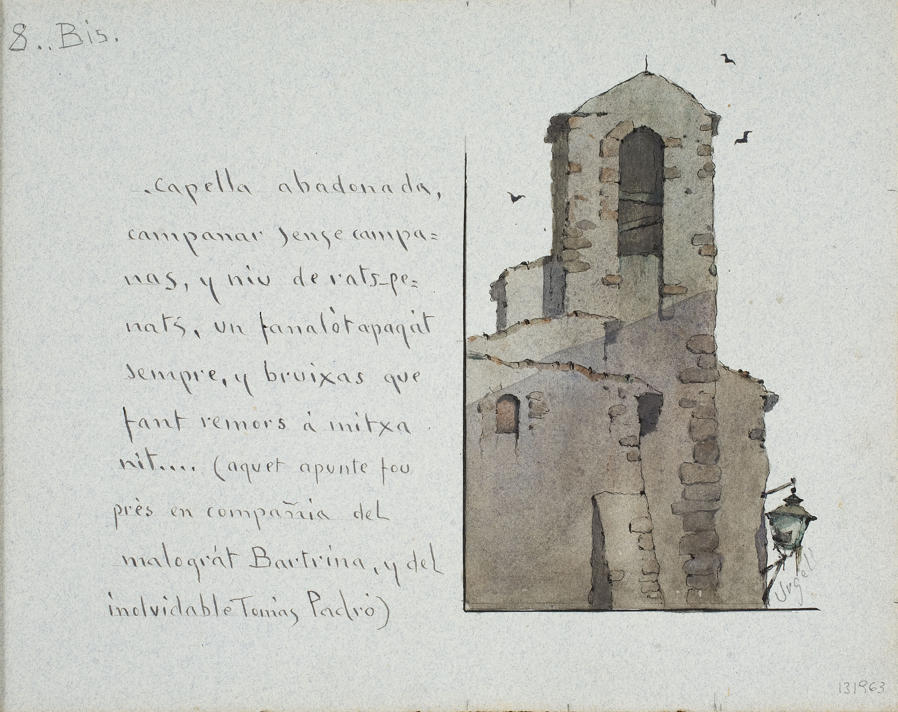 Modest Urgell - Campanar de Parlavà - Cap a 1918 image for: Modest Urgell - Campanar de Parlavà - Cap a 1918