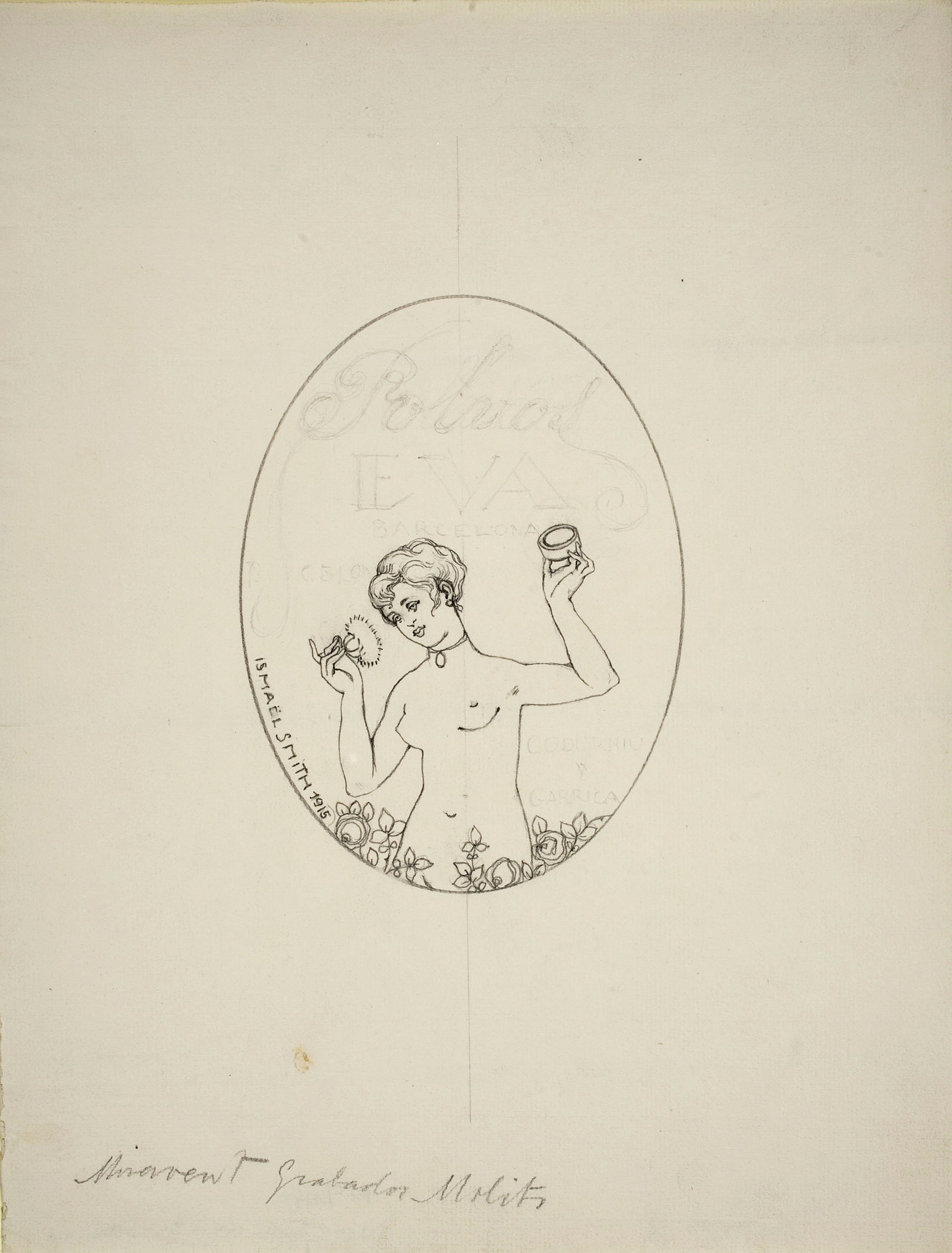 image for: Ismael Smith - Projecte d'anunci per a «Polvos Eva» - 1915