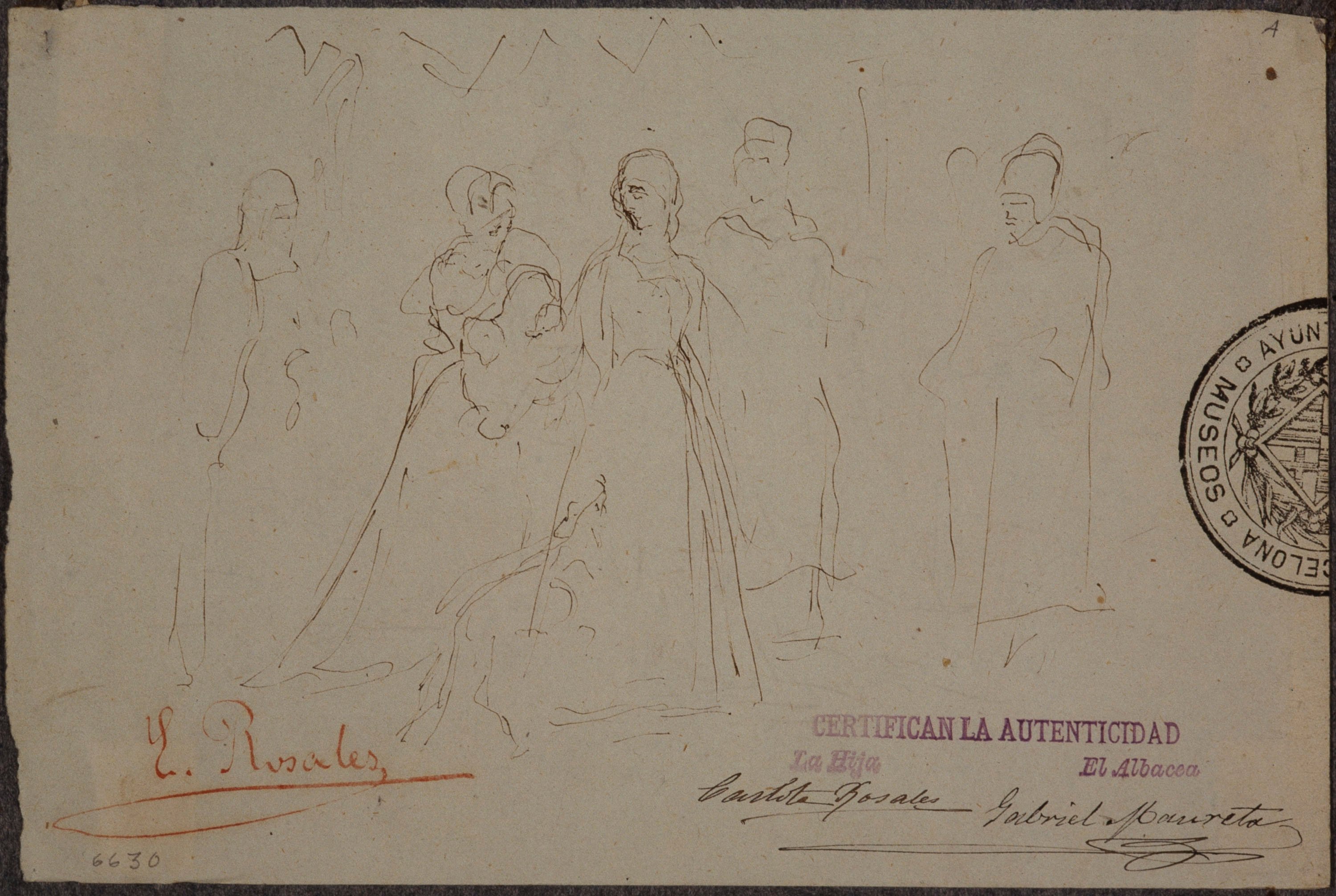 image for: Eduardo Rosales - Estudi per al quadre «Blanca de Navarra entregada al captal del Buch» - Cap a 1868