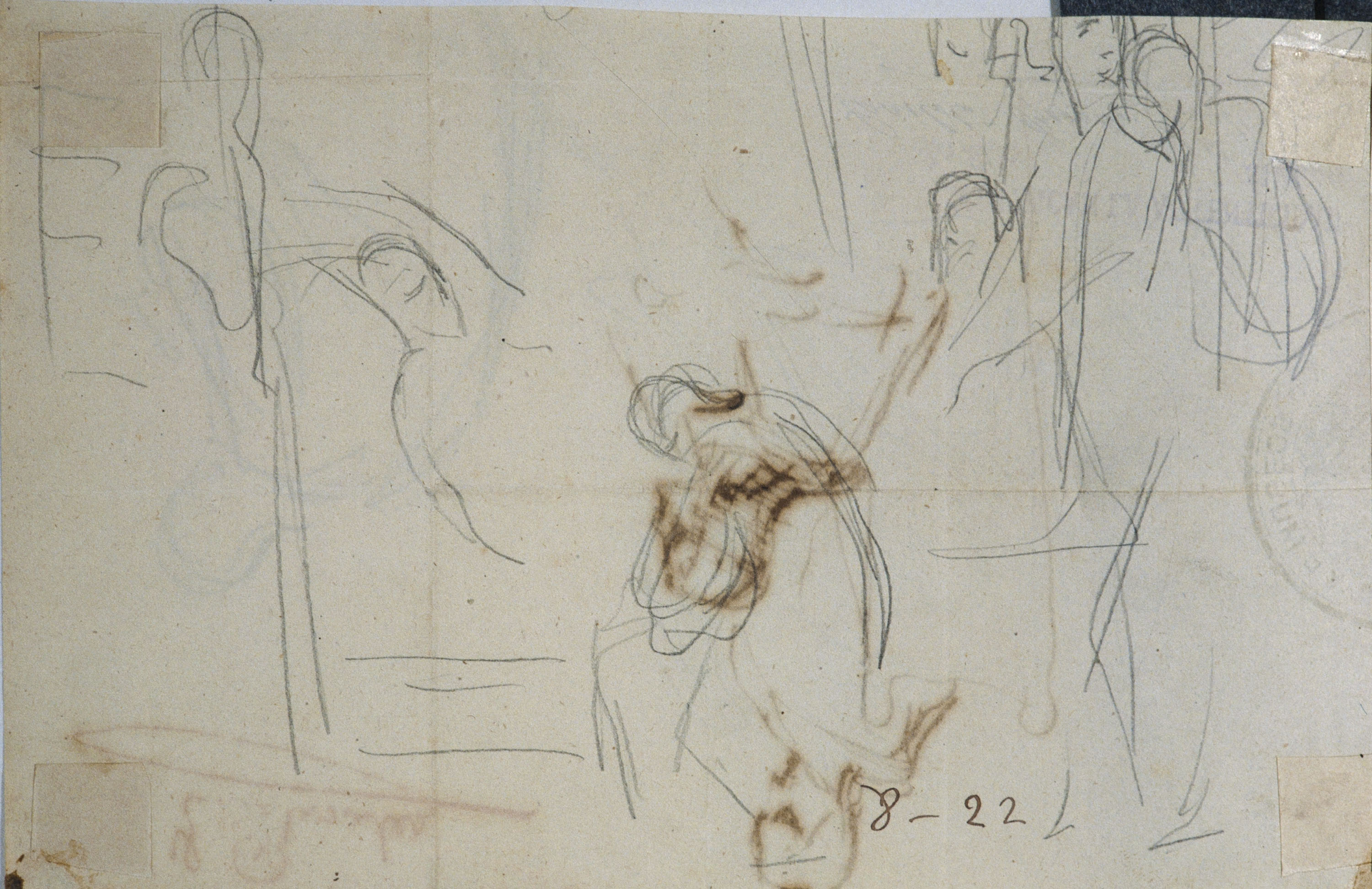 image for: Eduardo Rosales - Estudi per al quadre «Isabel la Catòlica dictant el seu testament» (anvers) / Croquis per al quadre «Isabel la Catòlica dictant el seu testament» (revers) - 1863 [1]