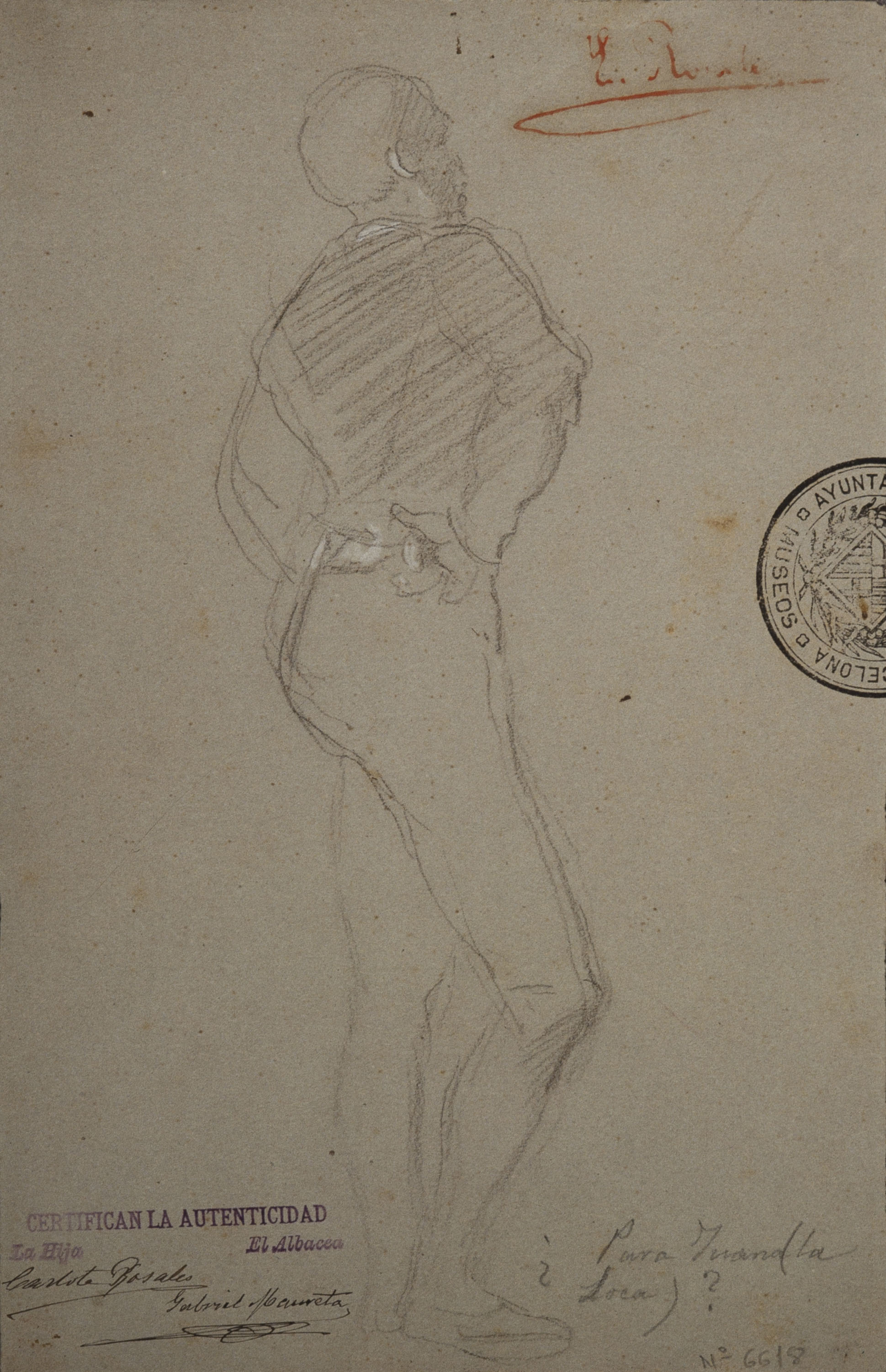 image for: Eduardo Rosales - Estudi per al quadre «Joana l de Castella al castell de la Mota» - Cap a 1872-1873