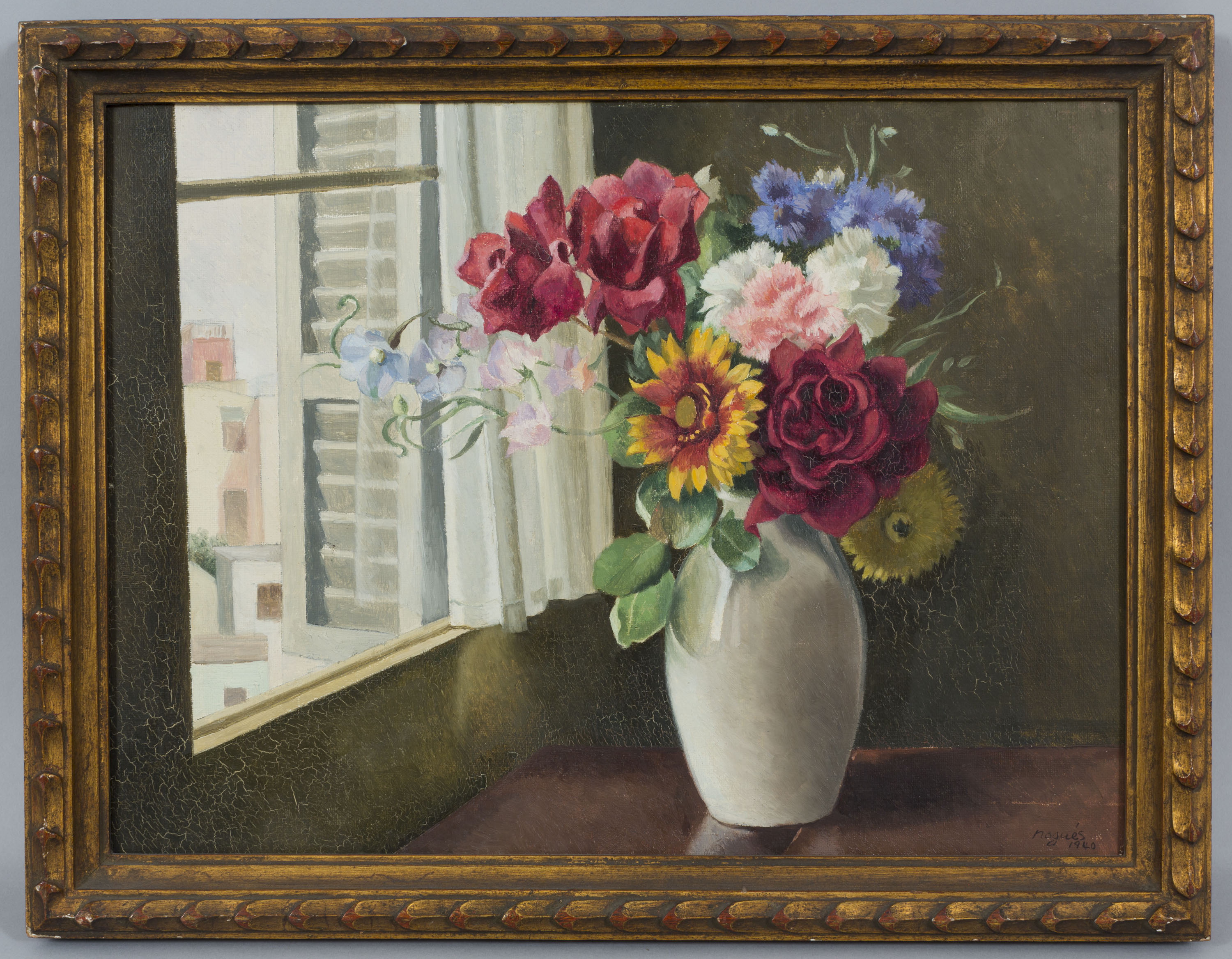 Xavier Nogués - Finestra amb flors - 1940 image for: Xavier Nogués - Finestra amb flors - 1940