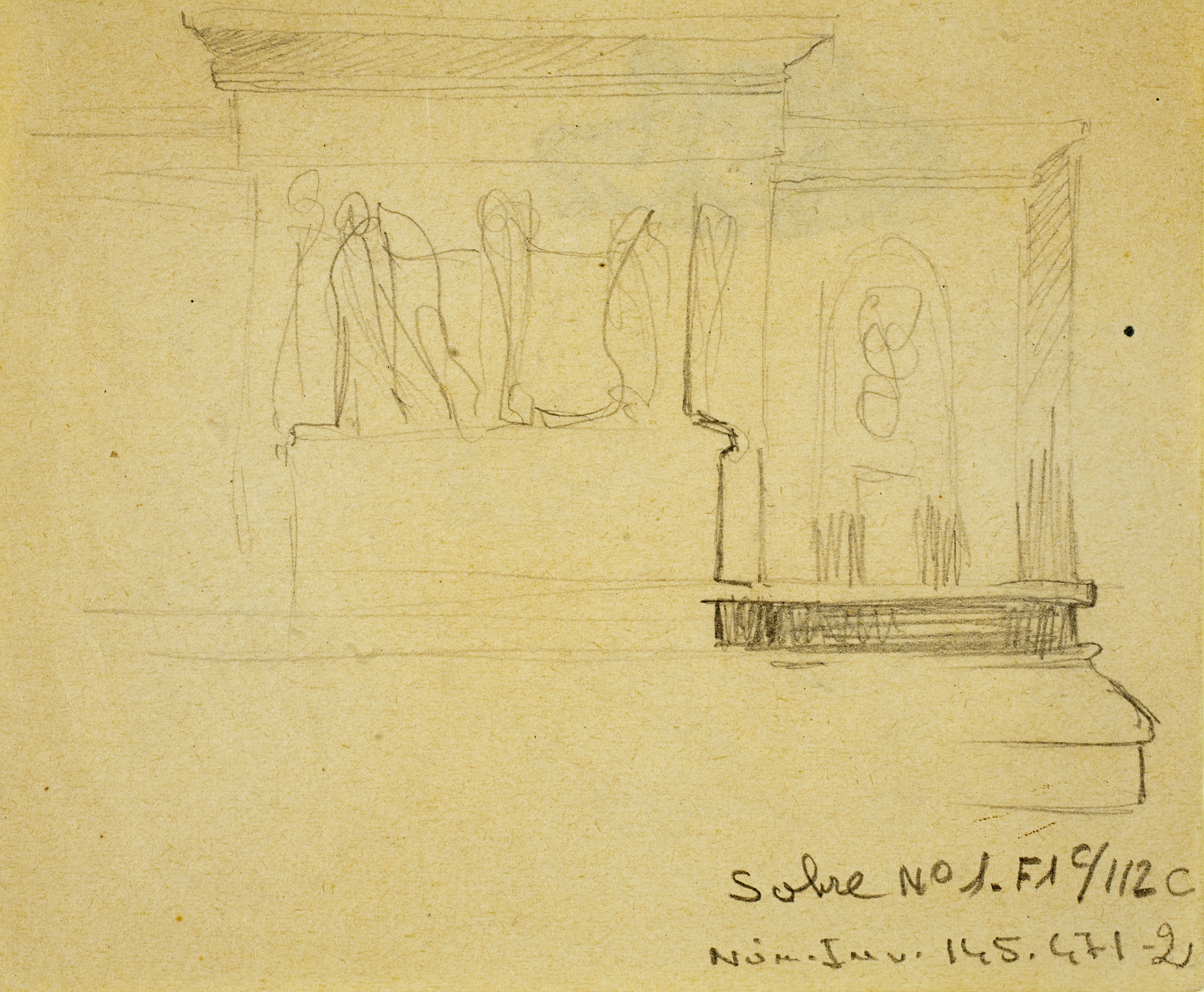 image for: Ismael Smith - Projectes de joies (anvers) / Croquis de monument (revers) - Cap a 1905-1907 [1]