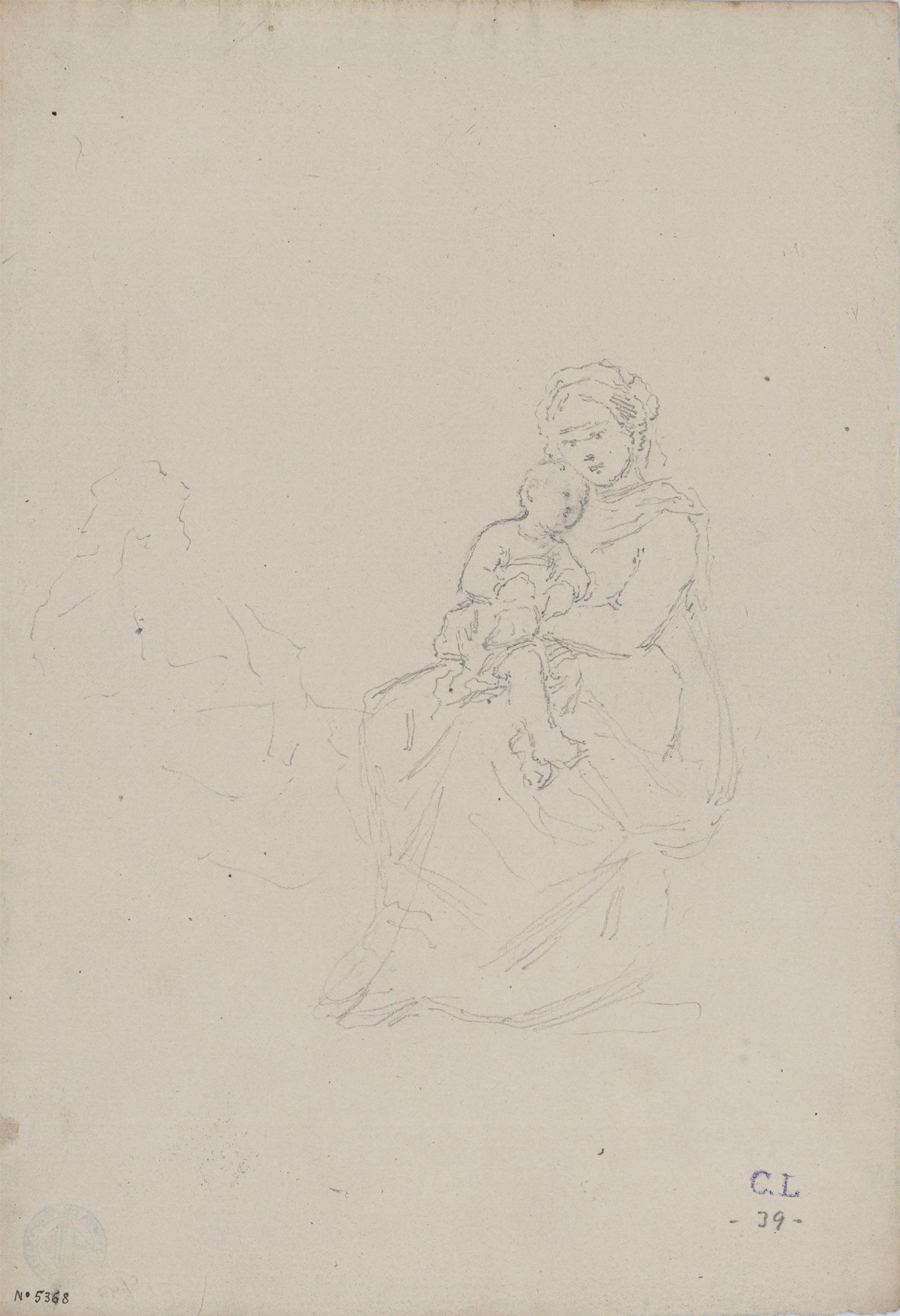 Claudi Lorenzale - Dona amb nen - Cap a 1850-1870 image for: Claudi Lorenzale - Dona amb nen - Cap a 1850-1870