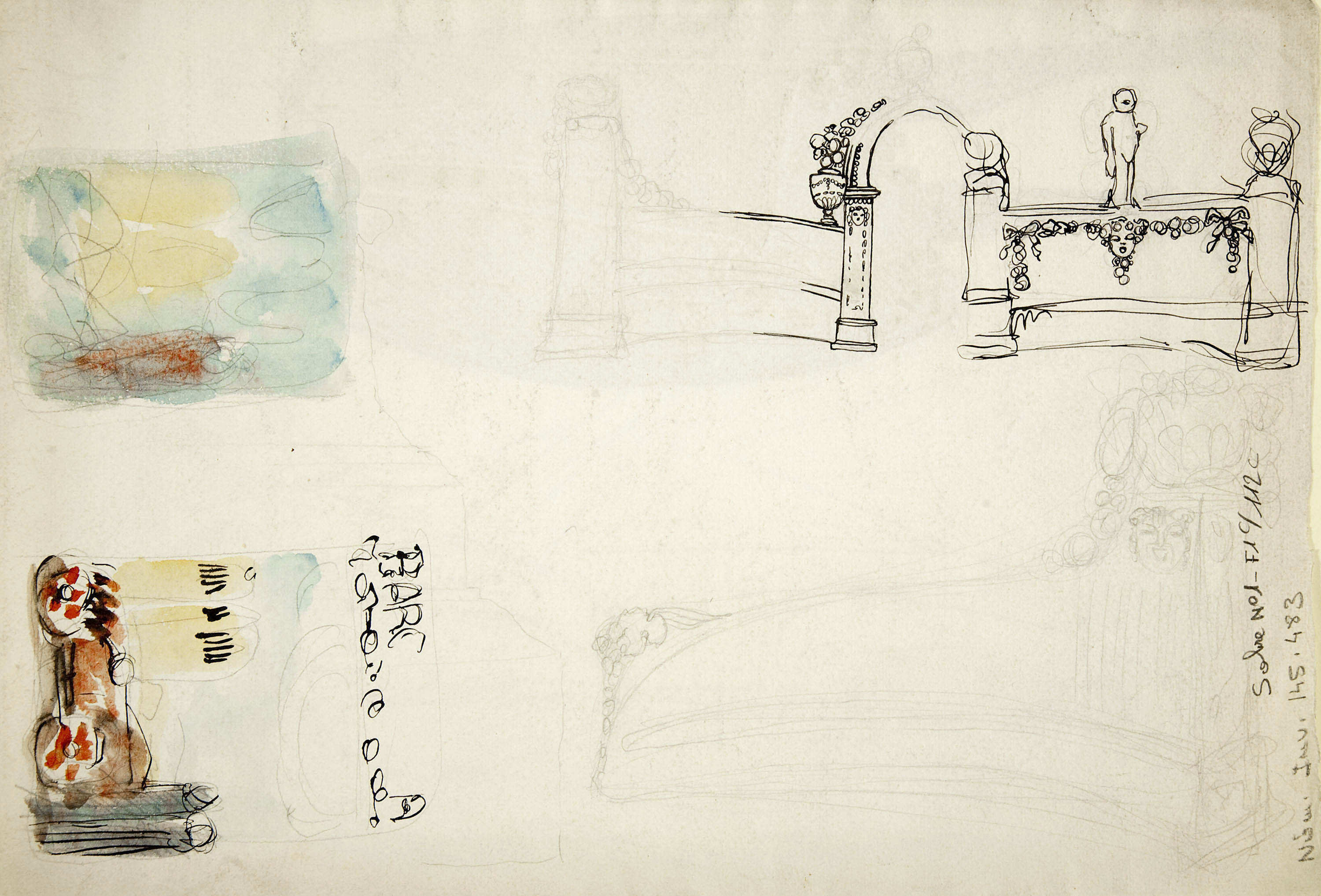 image for: Ismael Smith - Dama amb capa en un passeig (anvers) / Projecte de monument (revers) - Cap a 1908-1910 [1]