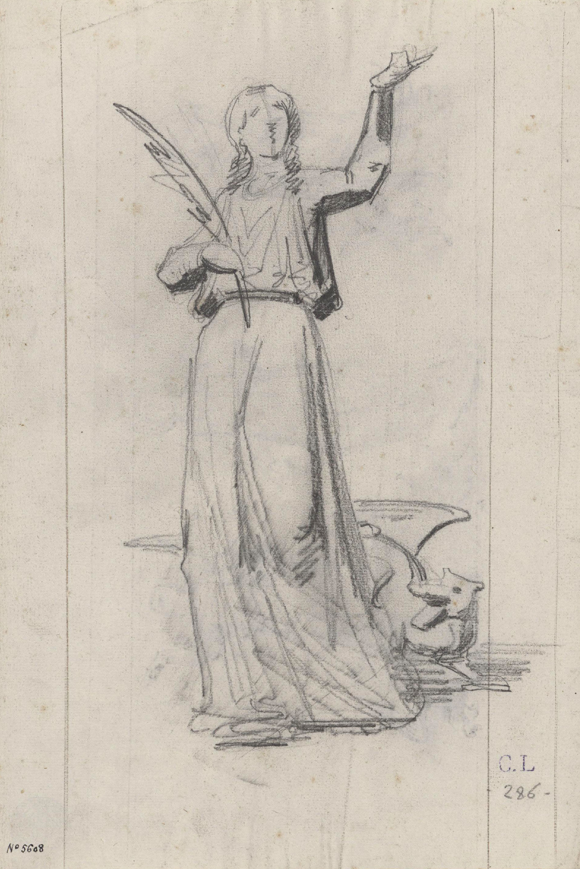 image for: Claudi Lorenzale - Santa Margarida (anvers) / Estudis per a santa Margarida (revers) - Cap a 1868