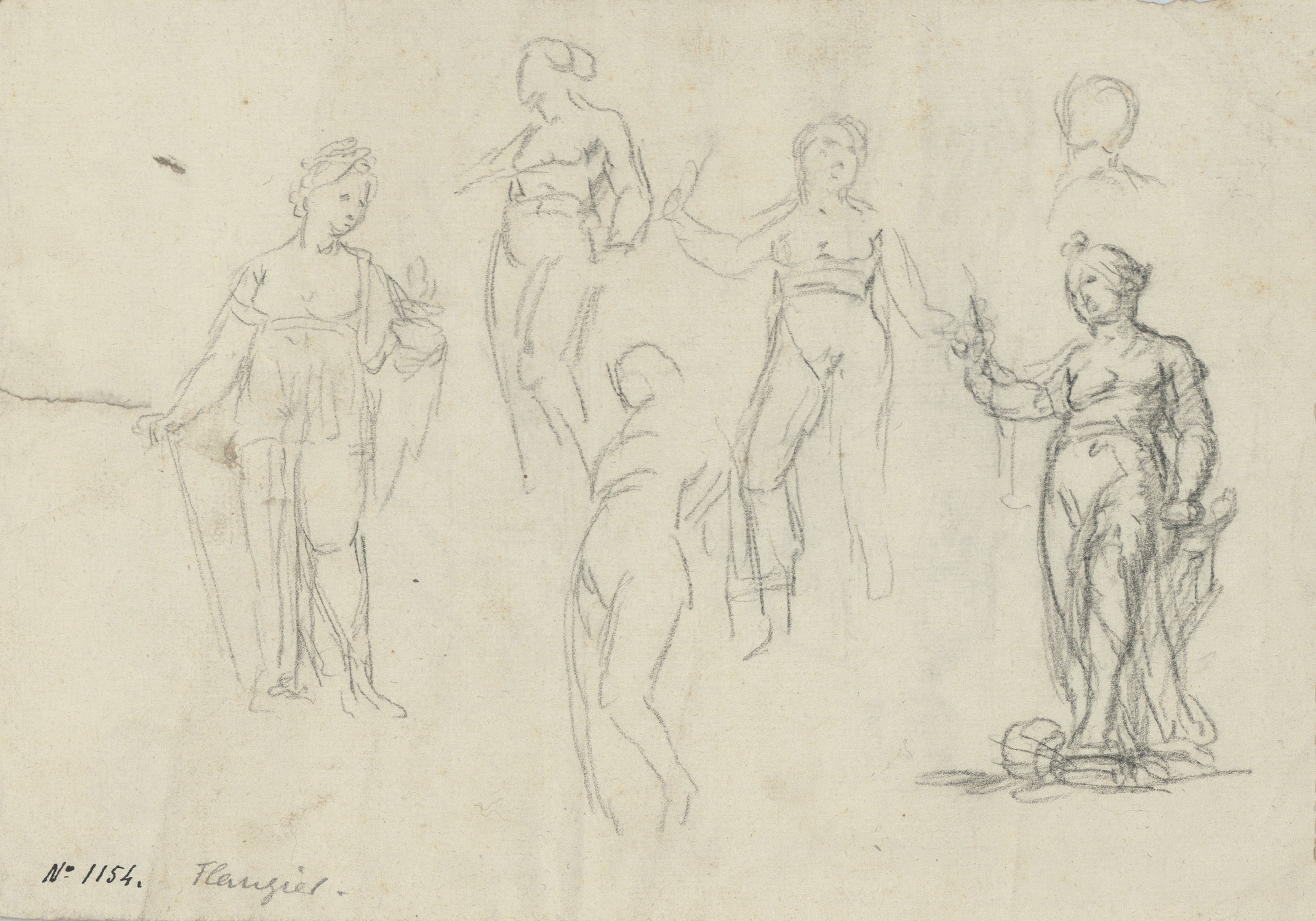 image for: Josep Bernat Flaugier - Apunts de figures al·legòriques (anvers) / Croquis de dues figures al·legòriques (revers) - Cap a 1800-1812