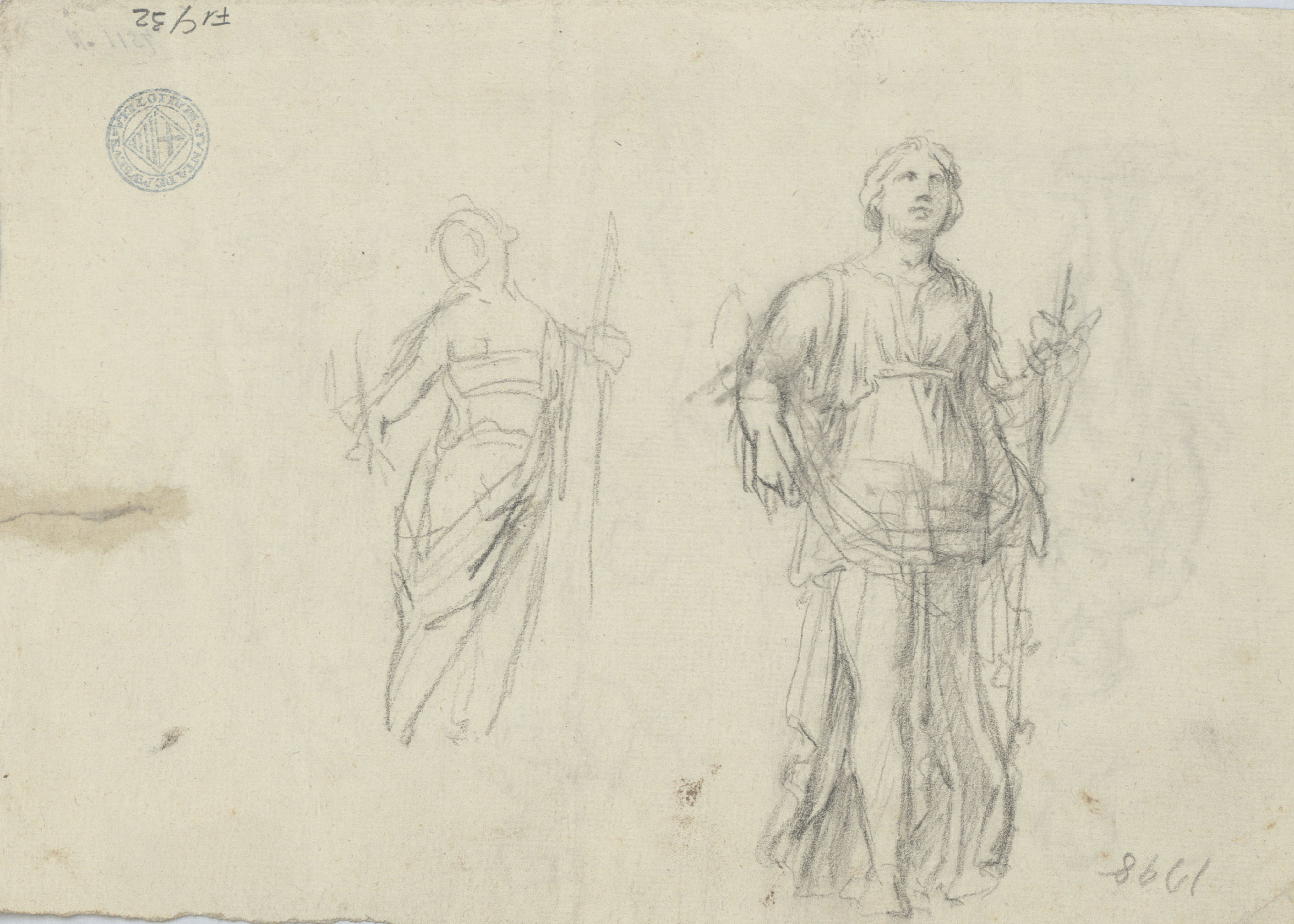 image for: Josep Bernat Flaugier - Apunts de figures al·legòriques (anvers) / Croquis de dues figures al·legòriques (revers) - Cap a 1800-1812 [1]
