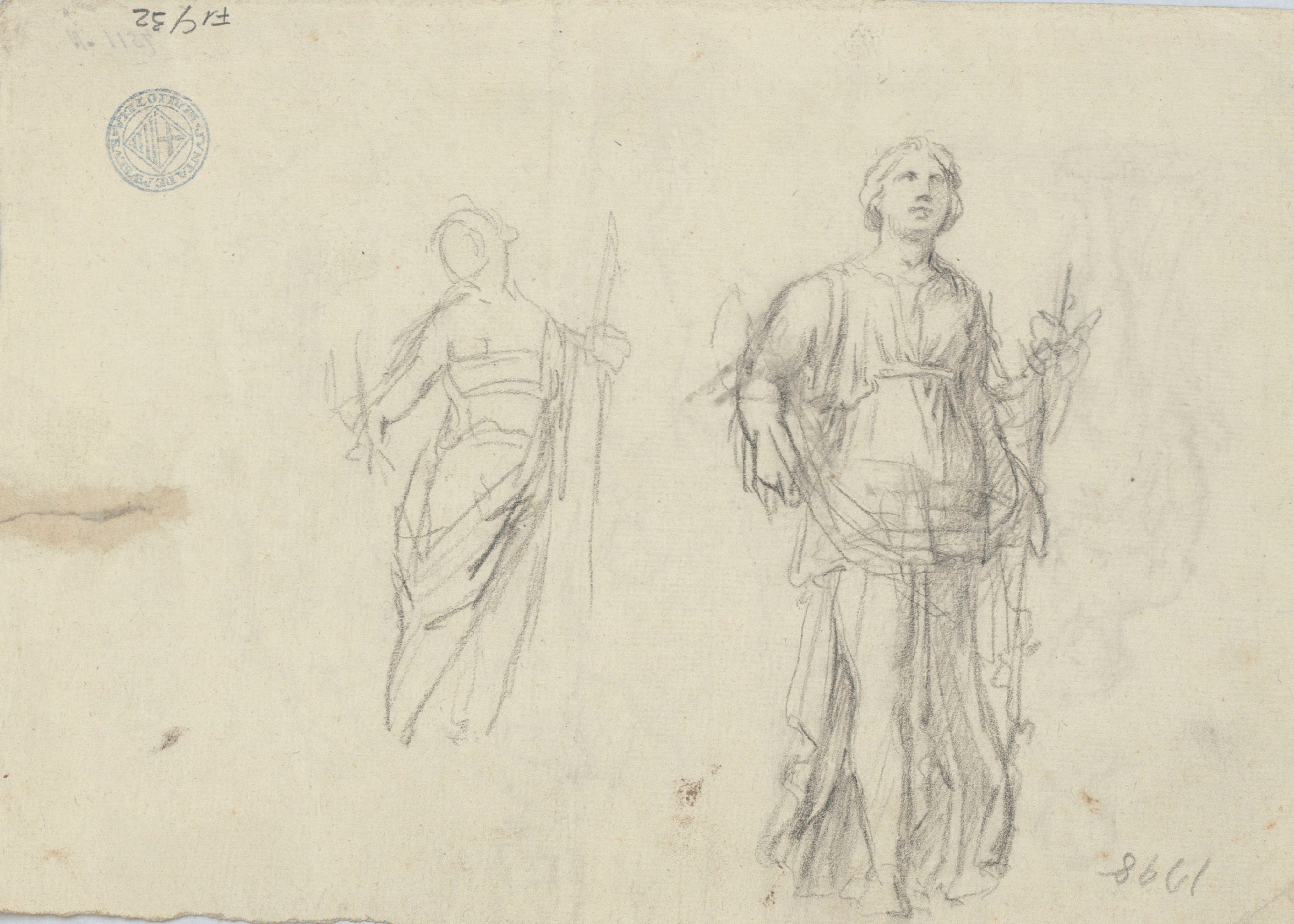 image for: Josep Bernat Flaugier - Apunts de figures al·legòriques (anvers) / Croquis de dues figures al·legòriques (revers) - Cap a 1800-1812 [1]