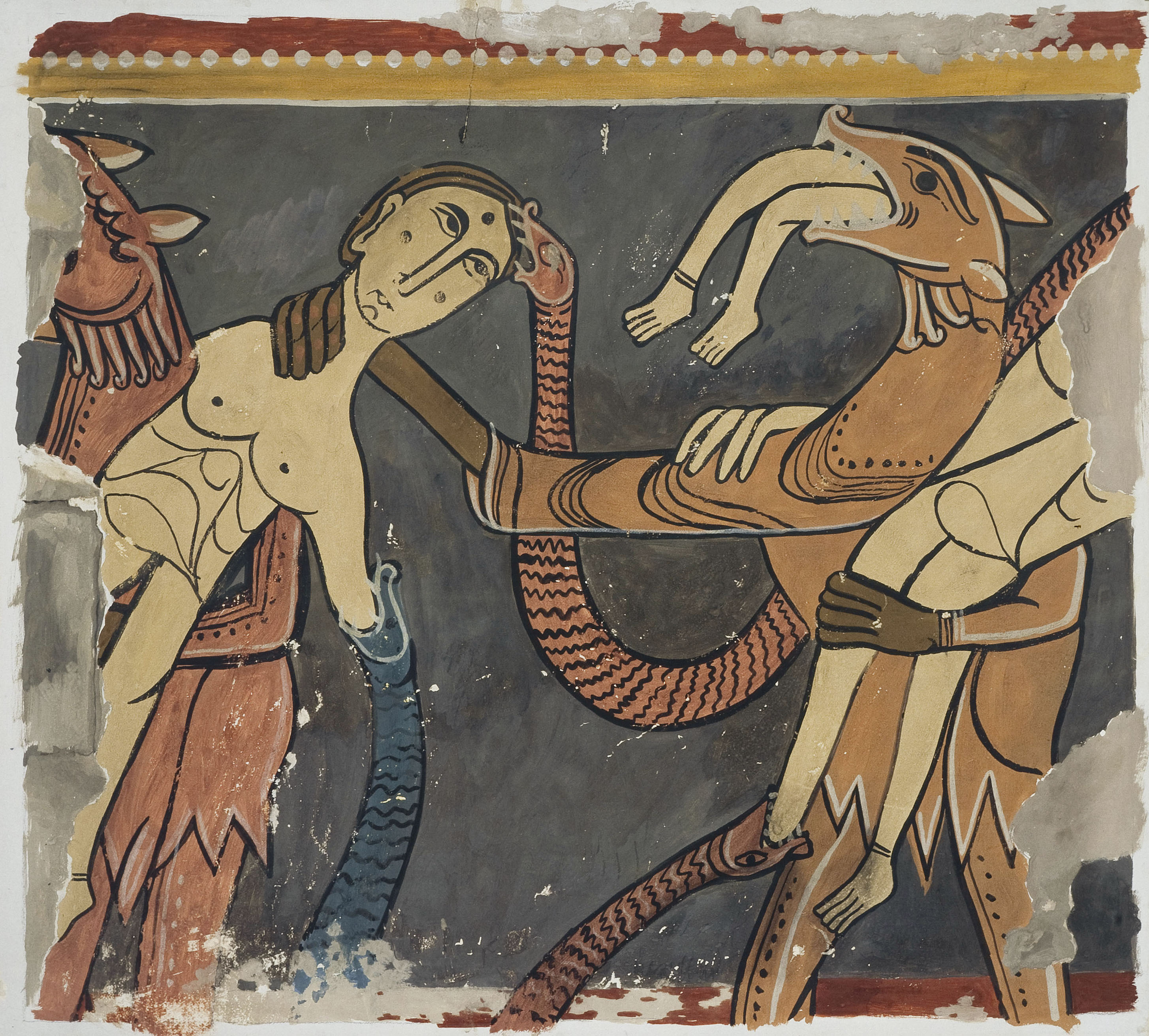 image for: Joan Vallhonrat - Reproducció de les pintures de Santa Maria de Taüll. Fragment de l'Infern - 1908