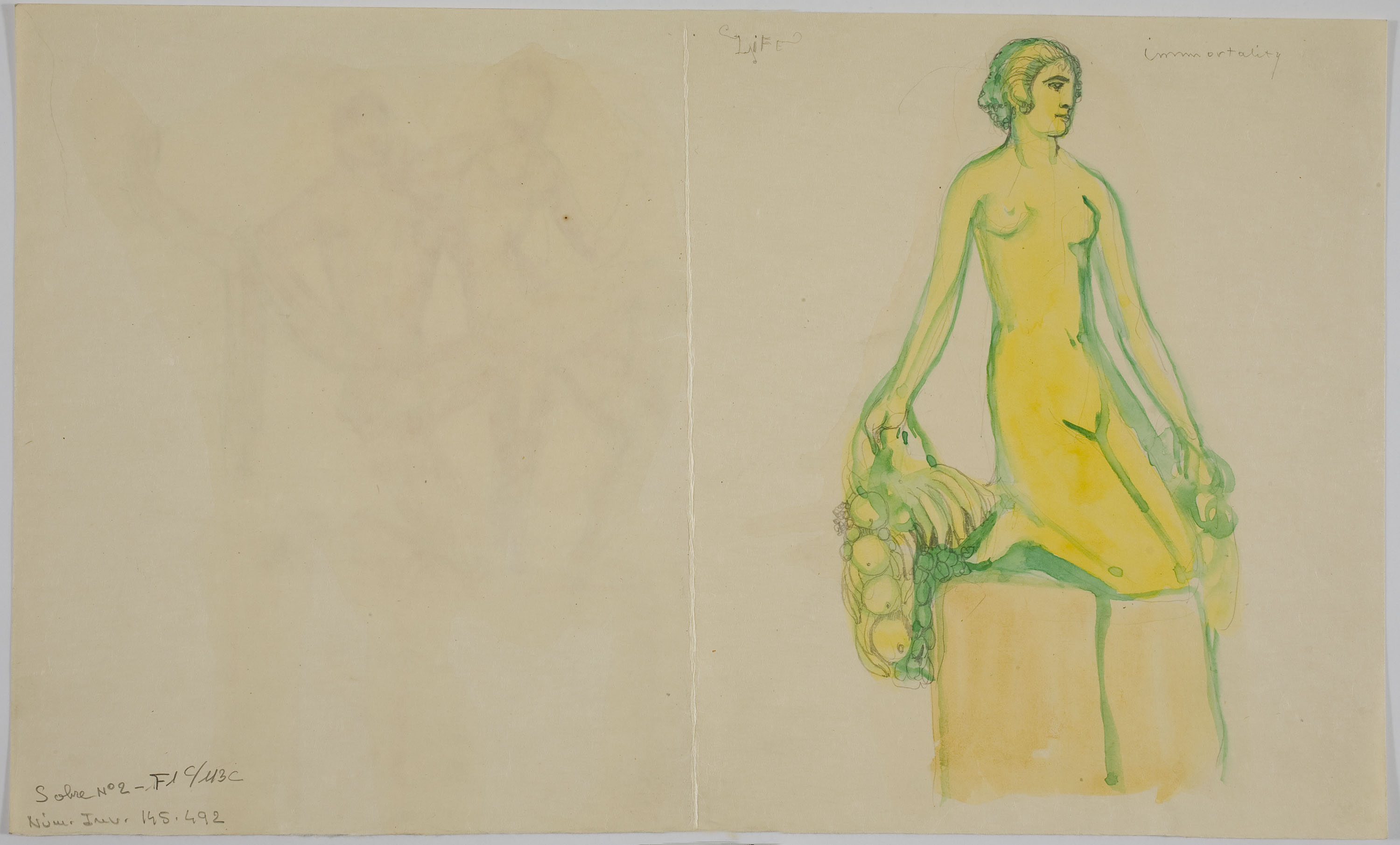 image for: Ismael Smith - Projecte escultòric (anvers) / Projecte escultòric «Eternity» (revers) - Cap a 1922-1924