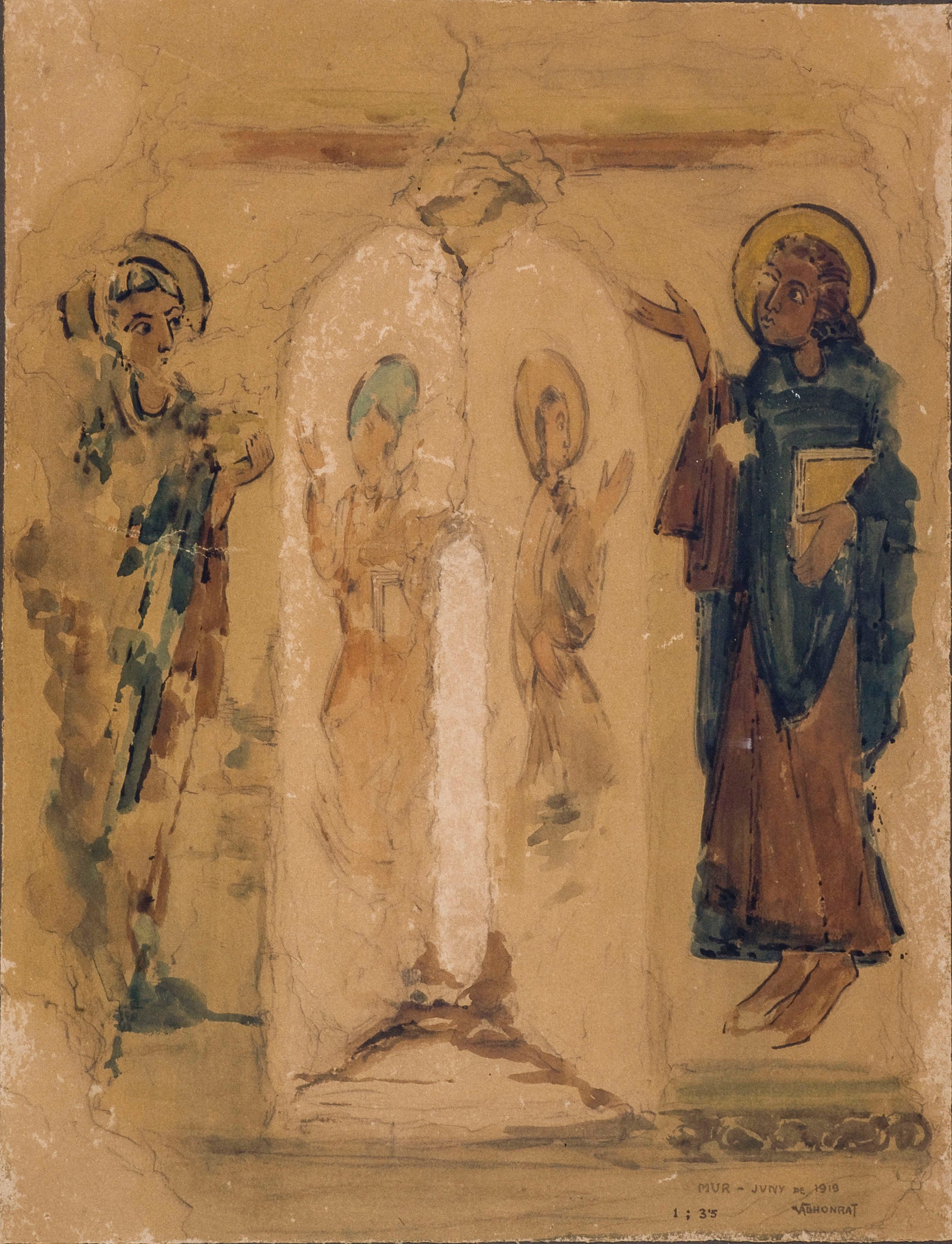 image for: Joan Vallhonrat - Reproducció de les pintures de l'absidiola sud de Santa Maria de Mur. Finestra - 1919