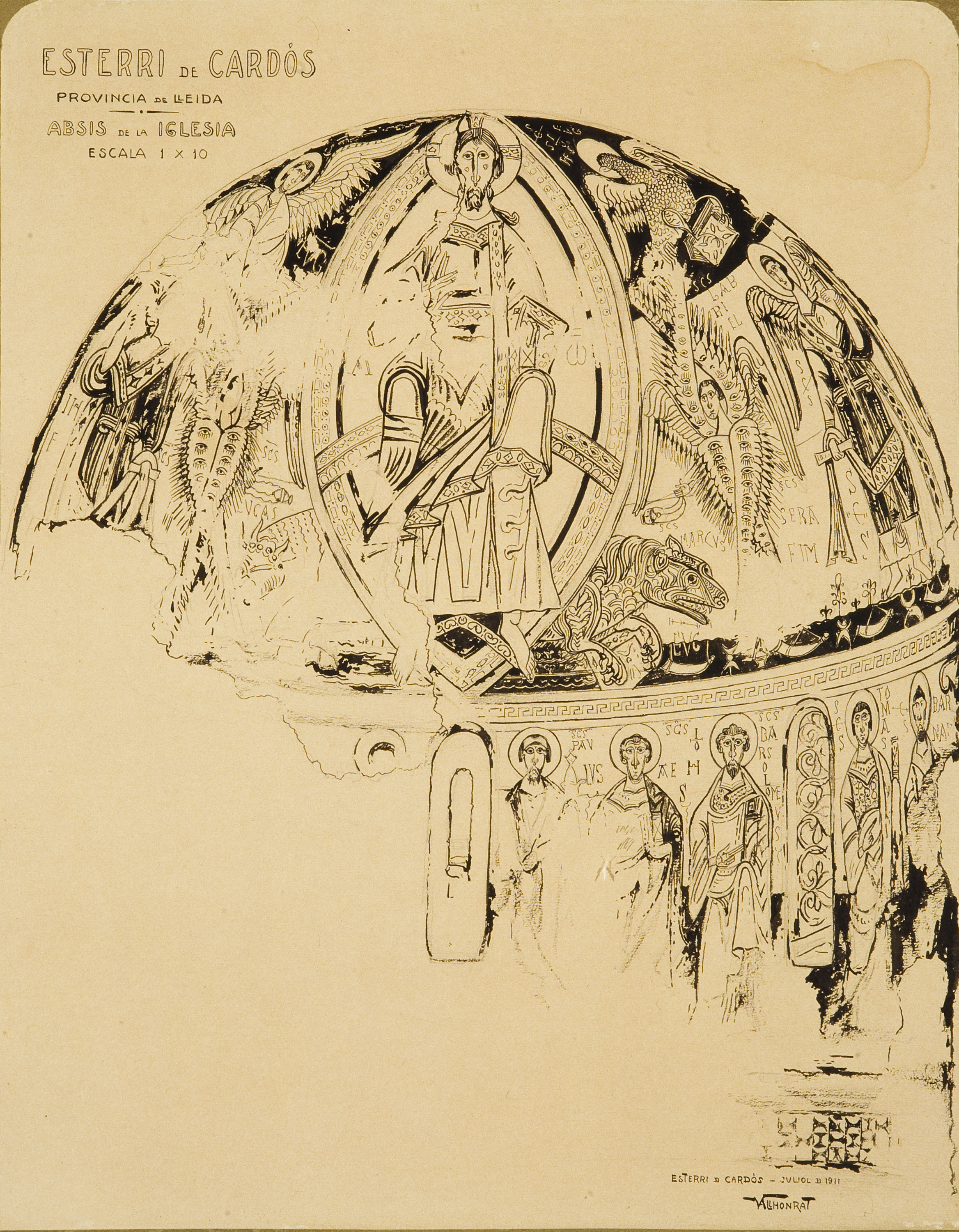 image for: Joan Vallhonrat - Reproducció de les pintures de l'absis de Sant Pau d'Esterri de Cardós - 1911