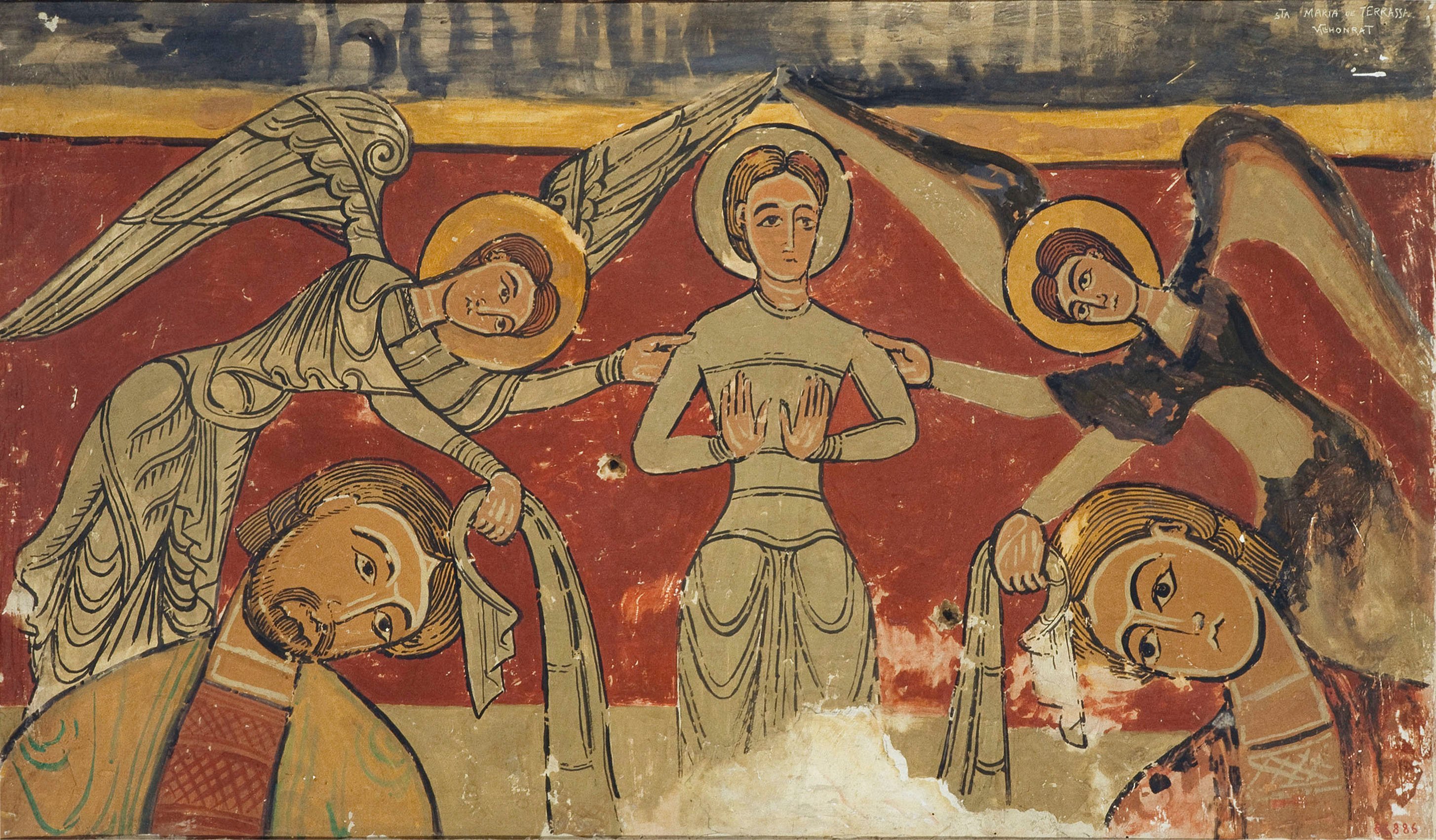 image for: Joan Vallhonrat - Reproducció de les pintures de l'absis de Sant Tomàs Becket de Santa Maria de Terrassa. Fragment - 1918