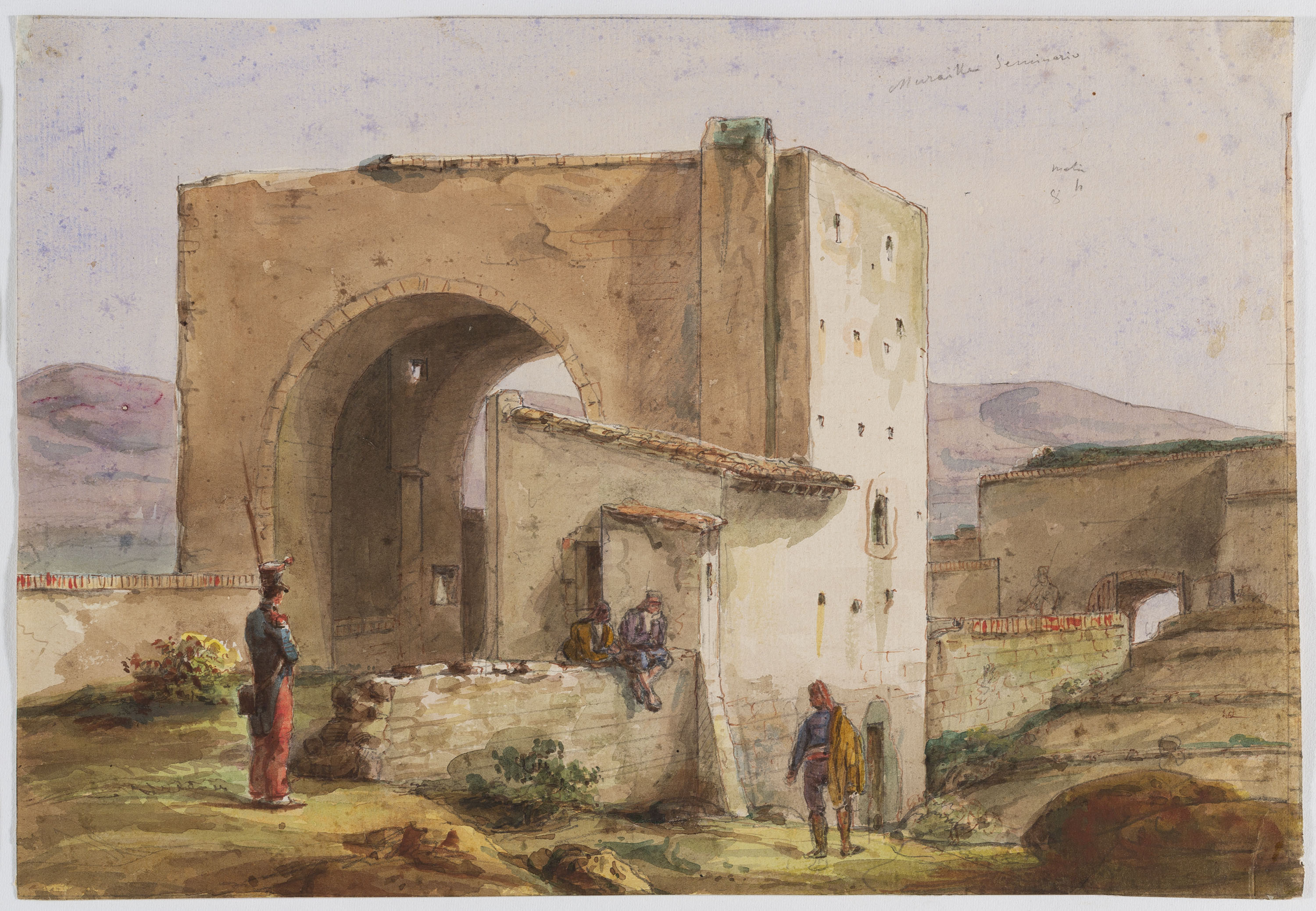 Adolphe Hedwige Alphonse Delamare - Muralla del Seminari a Barcelona - Cap a 1826-1827 image for: Adolphe Hedwige Alphonse Delamare - Muralla del Seminari a Barcelona - Cap a 1826-1827