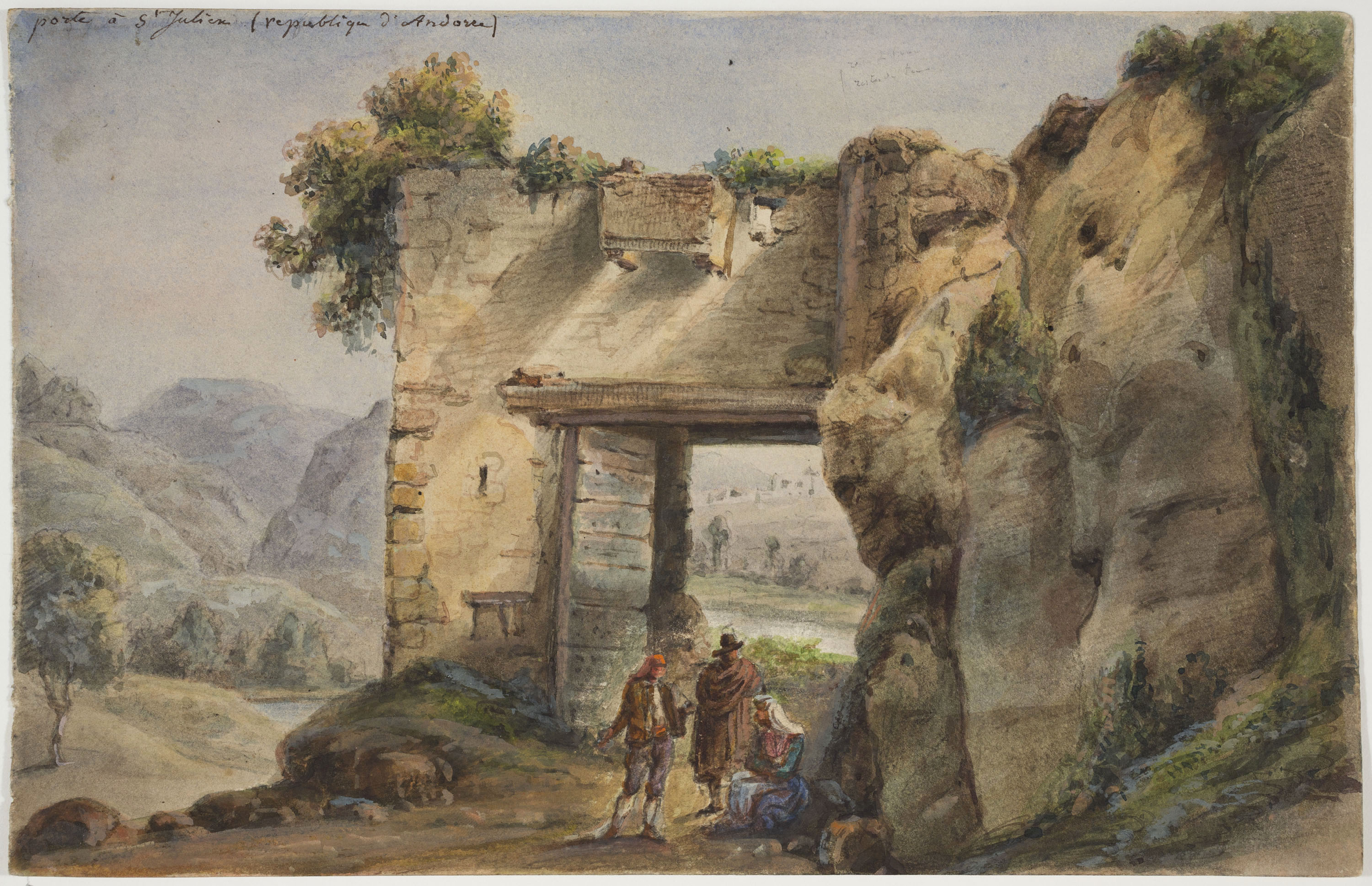 image for: Adolphe Hedwige Alphonse Delamare - Porta a Sant Julià d'Andorra (anvers) / Porta a Sant Julià d'Andorra (revers) - Cap a 1825