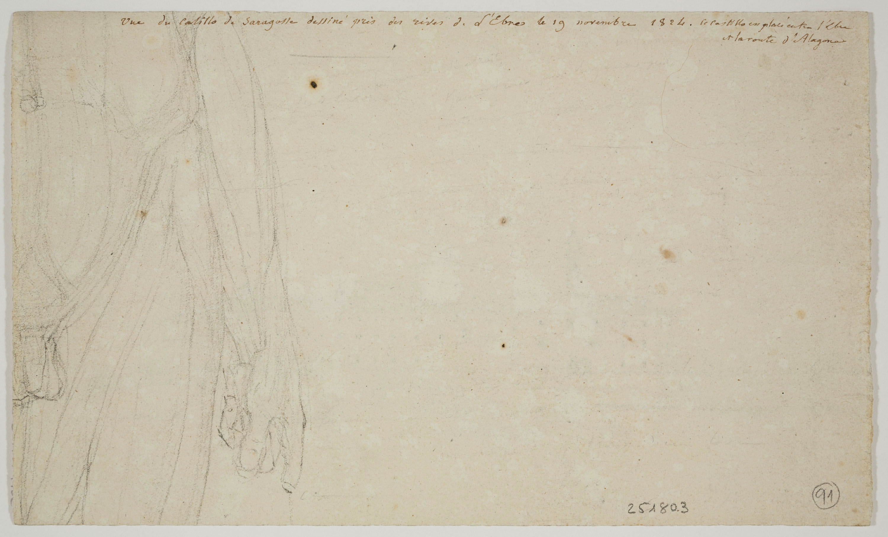 image for: Adolphe Hedwige Alphonse Delamare - Vista del castell de Saragossa des de l‘Ebre - 19 novembre 1824 [1]