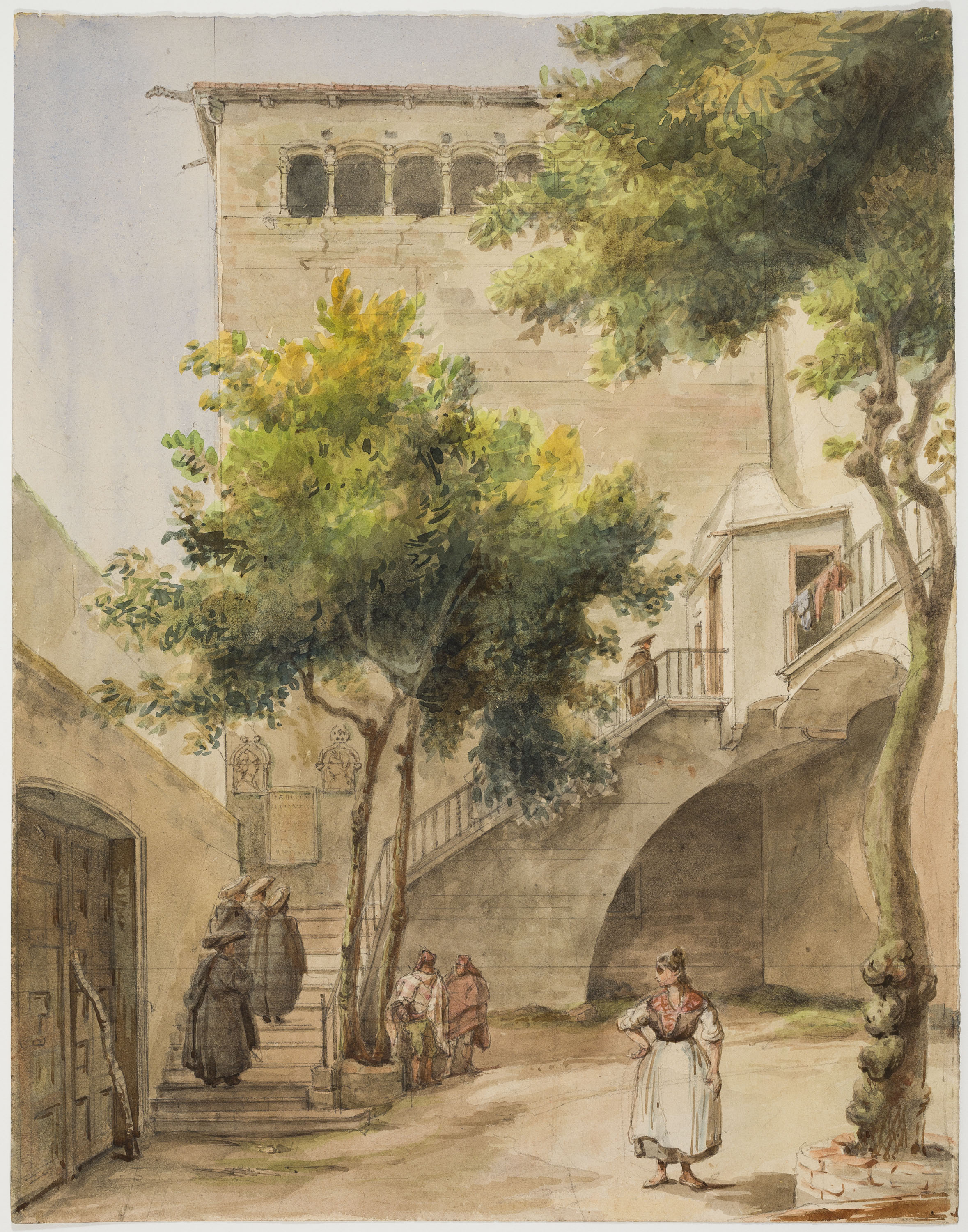 Adolphe Hedwige Alphonse Delamare - Pati de la Casa de l’Ardiaca a Barcelona - Agost de 1827 image for: Adolphe Hedwige Alphonse Delamare - Pati de la Casa de l’Ardiaca a Barcelona - Agost de 1827