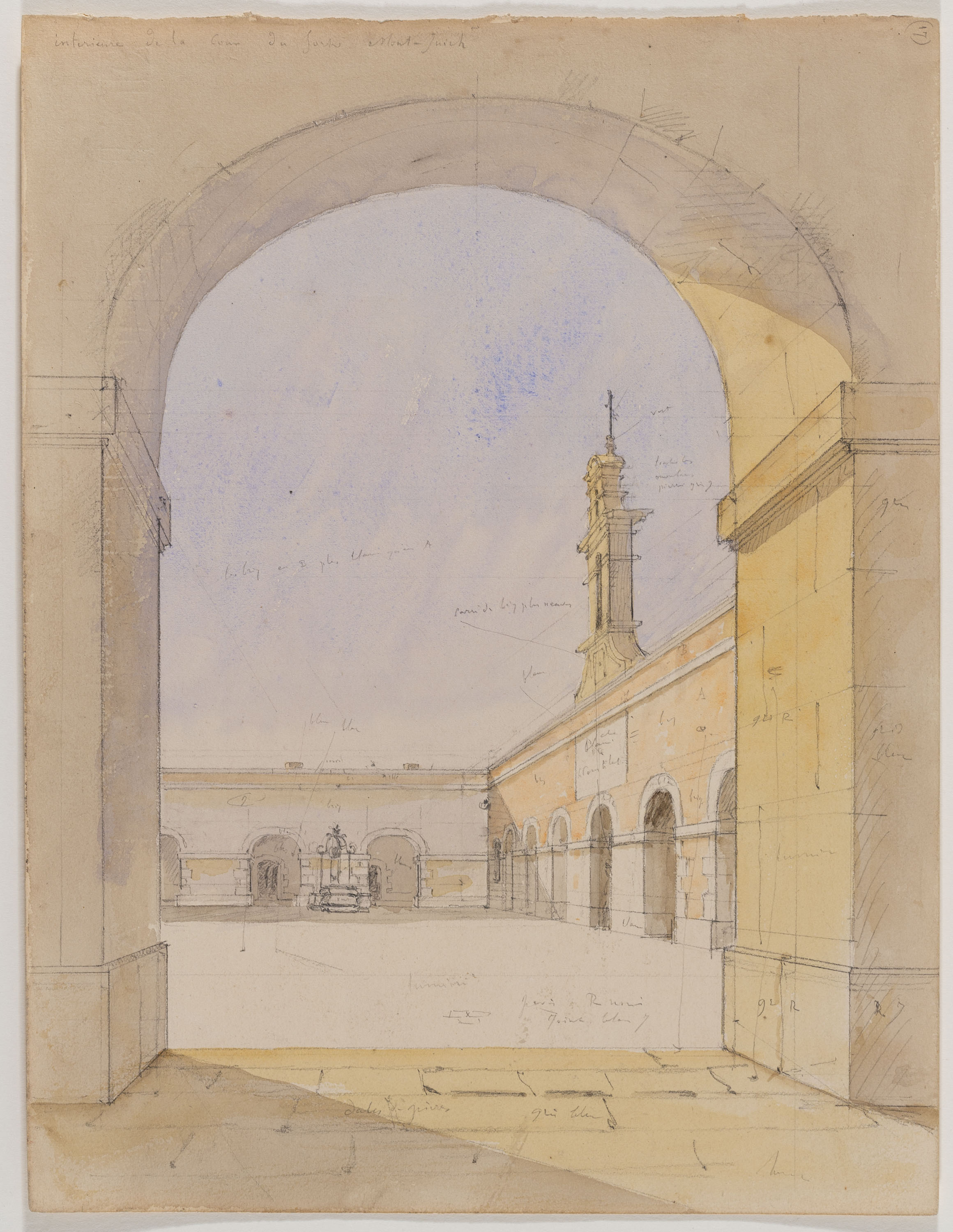 image for: Adolphe Hedwige Alphonse Delamare - Pati del Castell de Montjuïc - 1827