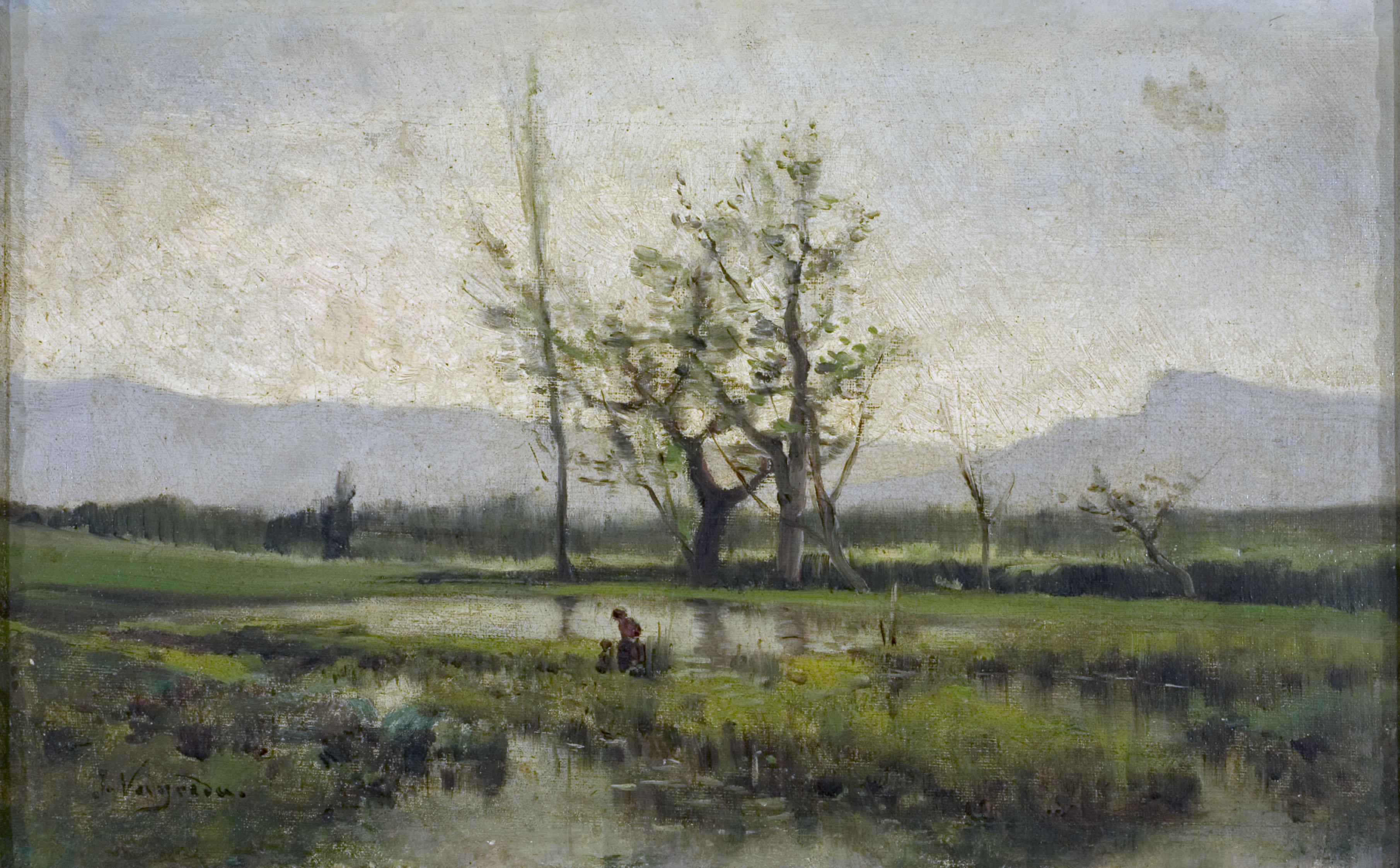 image for: Joaquim Vayreda - Paisatge amb el Puigsacalm al fons - Cap a 1883-1886