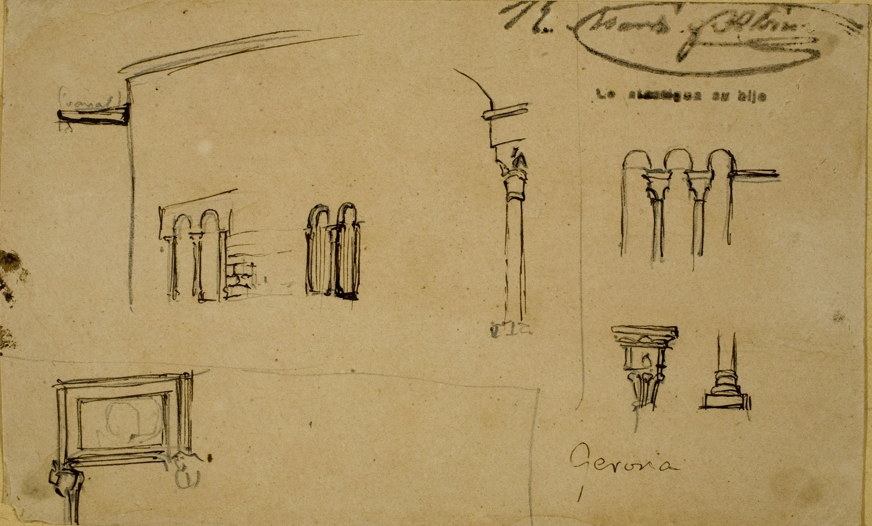 image for: Ramon Martí i Alsina - Apunt d'edificis de la ciutat de Girona per al quadre 