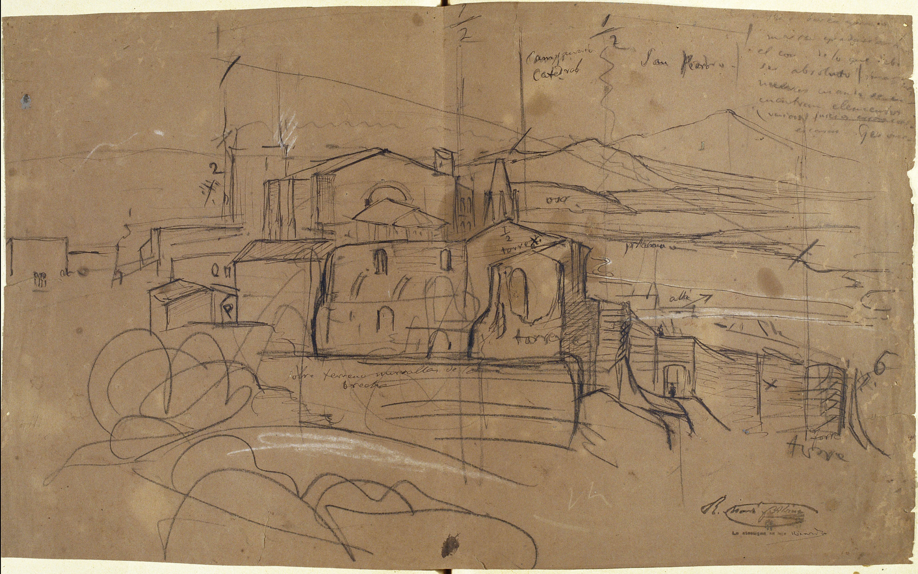 image for: Ramon Martí i Alsina - Apunt de paisatge i edificis per al quadre 