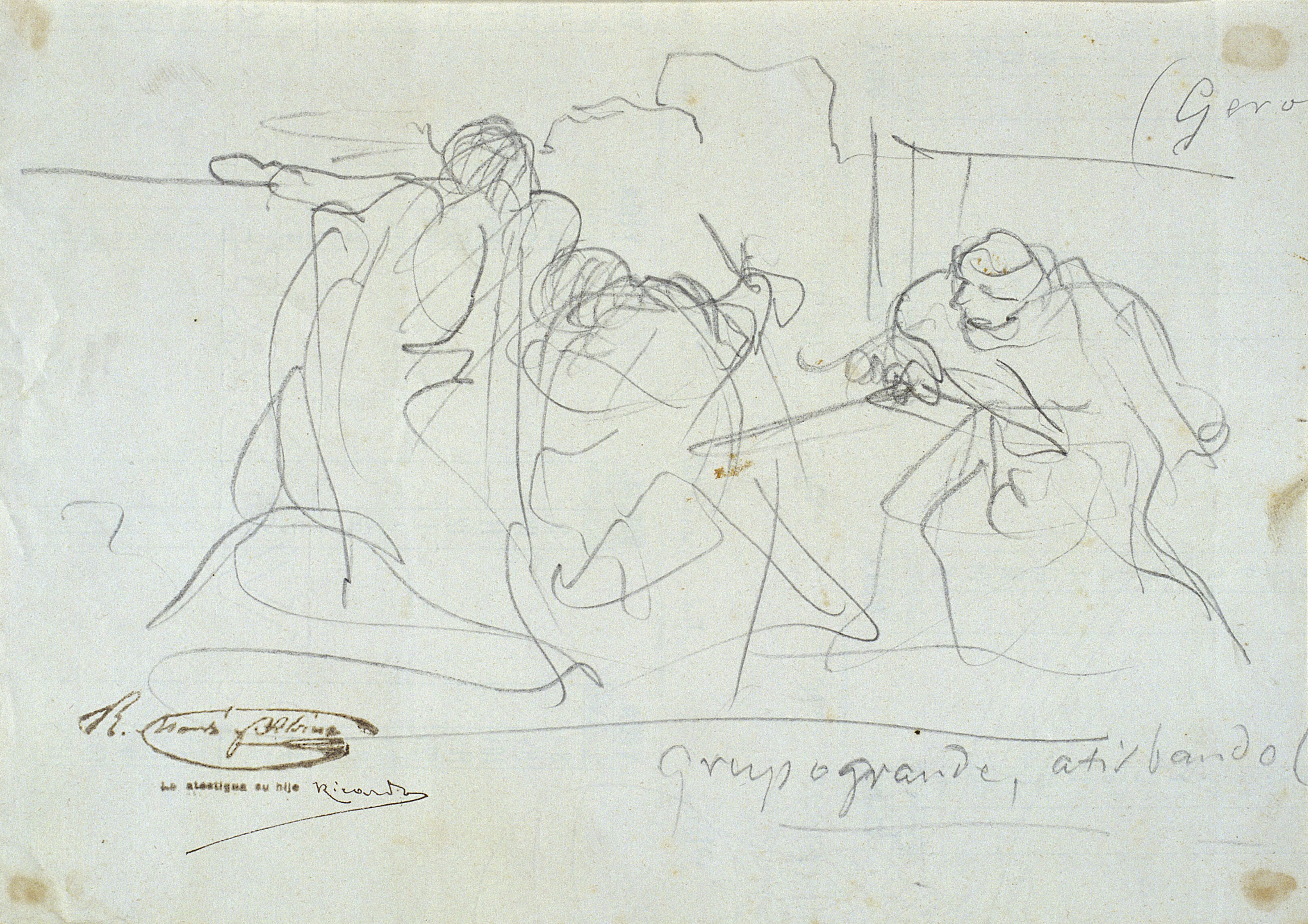 image for: Ramon Martí i Alsina - Esbós de tres soldats per al quadre 