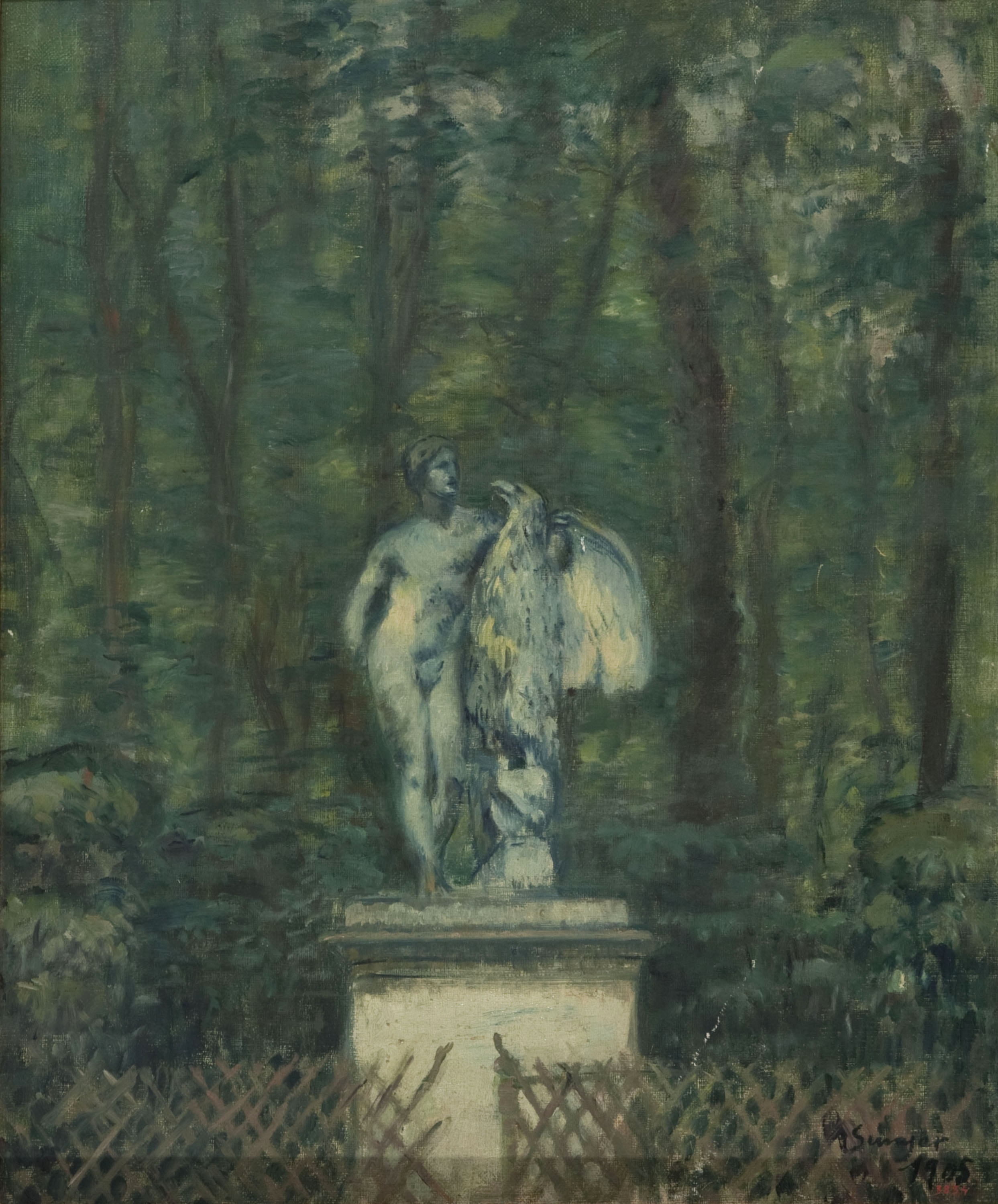 image for: Joaquim Sunyer - Jardí francès amb el grup escultòric de Ganimedes i l'àliga - París, 1905