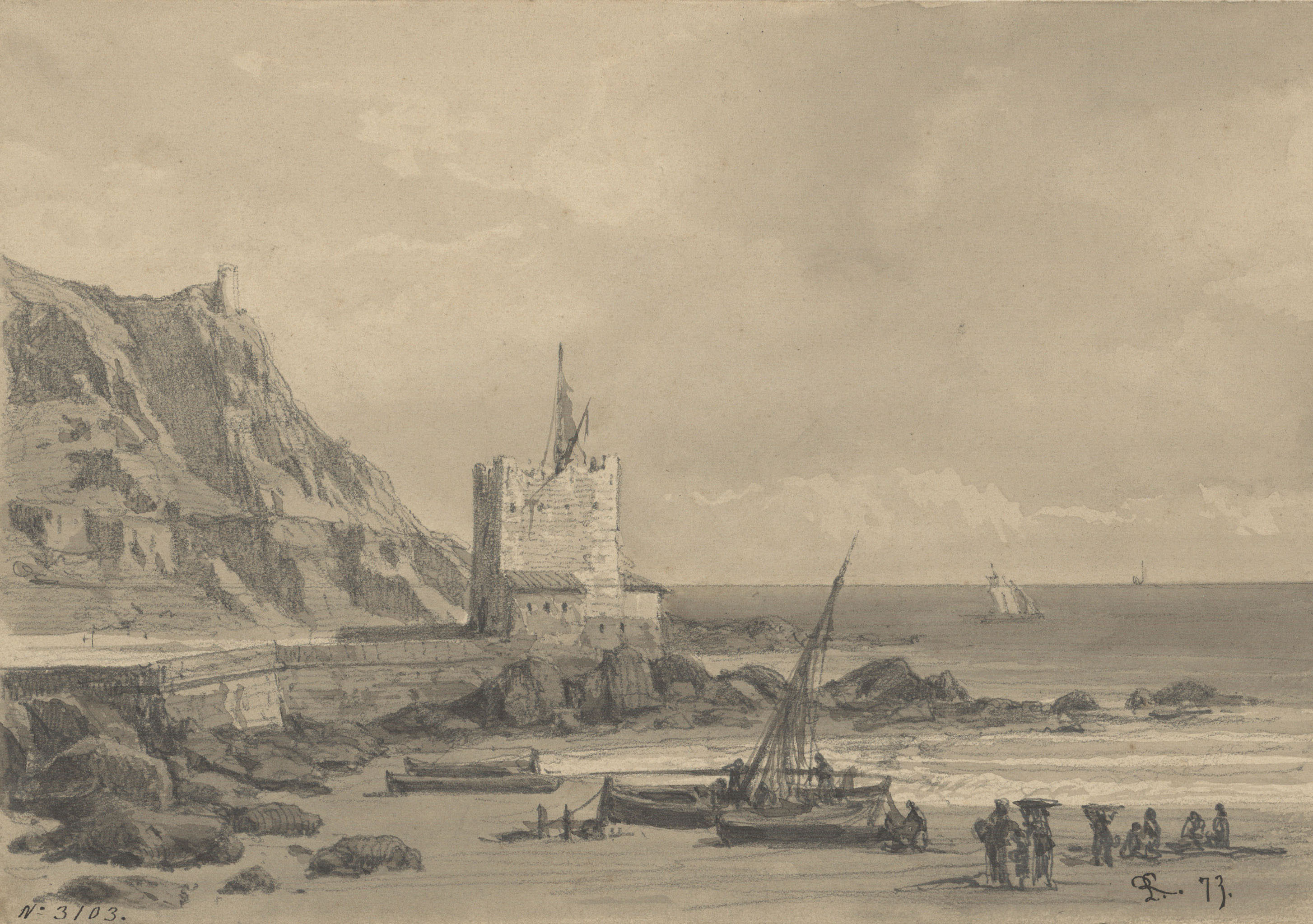 image for: Lluís Rigalt - Turó i platja de Montgat - 1873