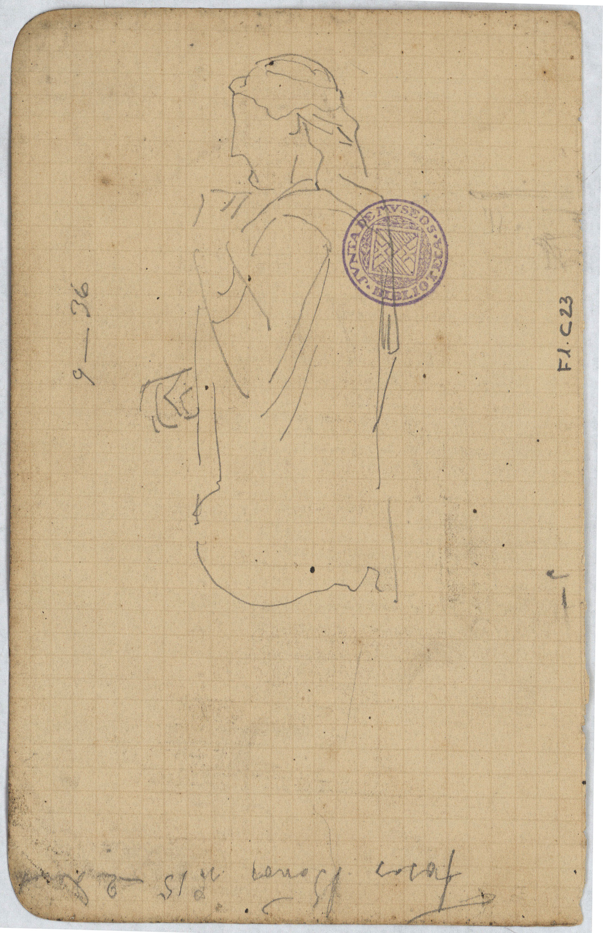 image for: Antoni Caba - Apunts del claustre de la catedral de Barcelona (anvers) / Estudi de figura (revers) - Cap a 1860-1870 [1]