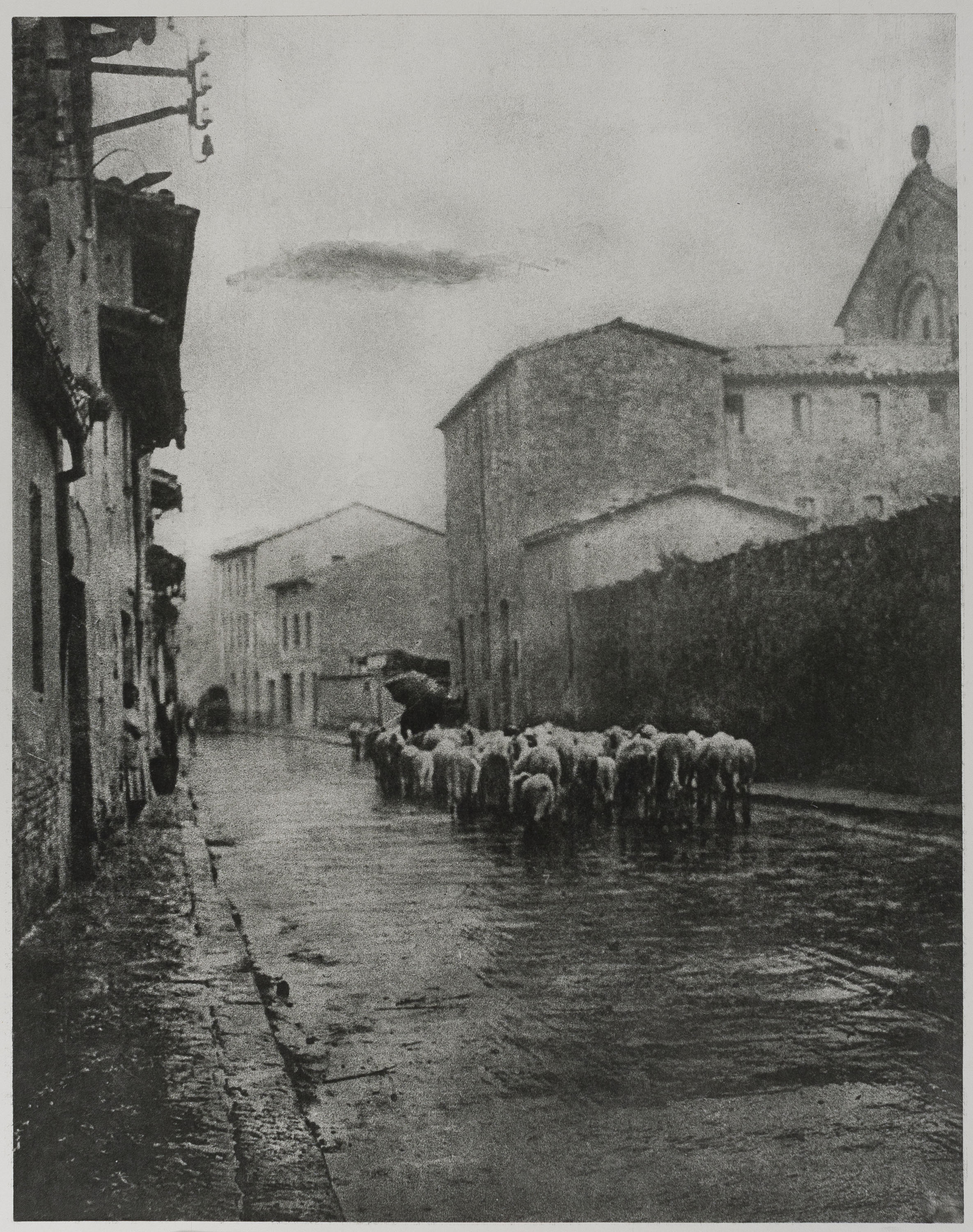 Josep Maria Casals i Ariet - Carrer de poble amb ramat de bens - No datat image for: Josep Maria Casals i Ariet - Carrer de poble amb ramat de bens - No datat