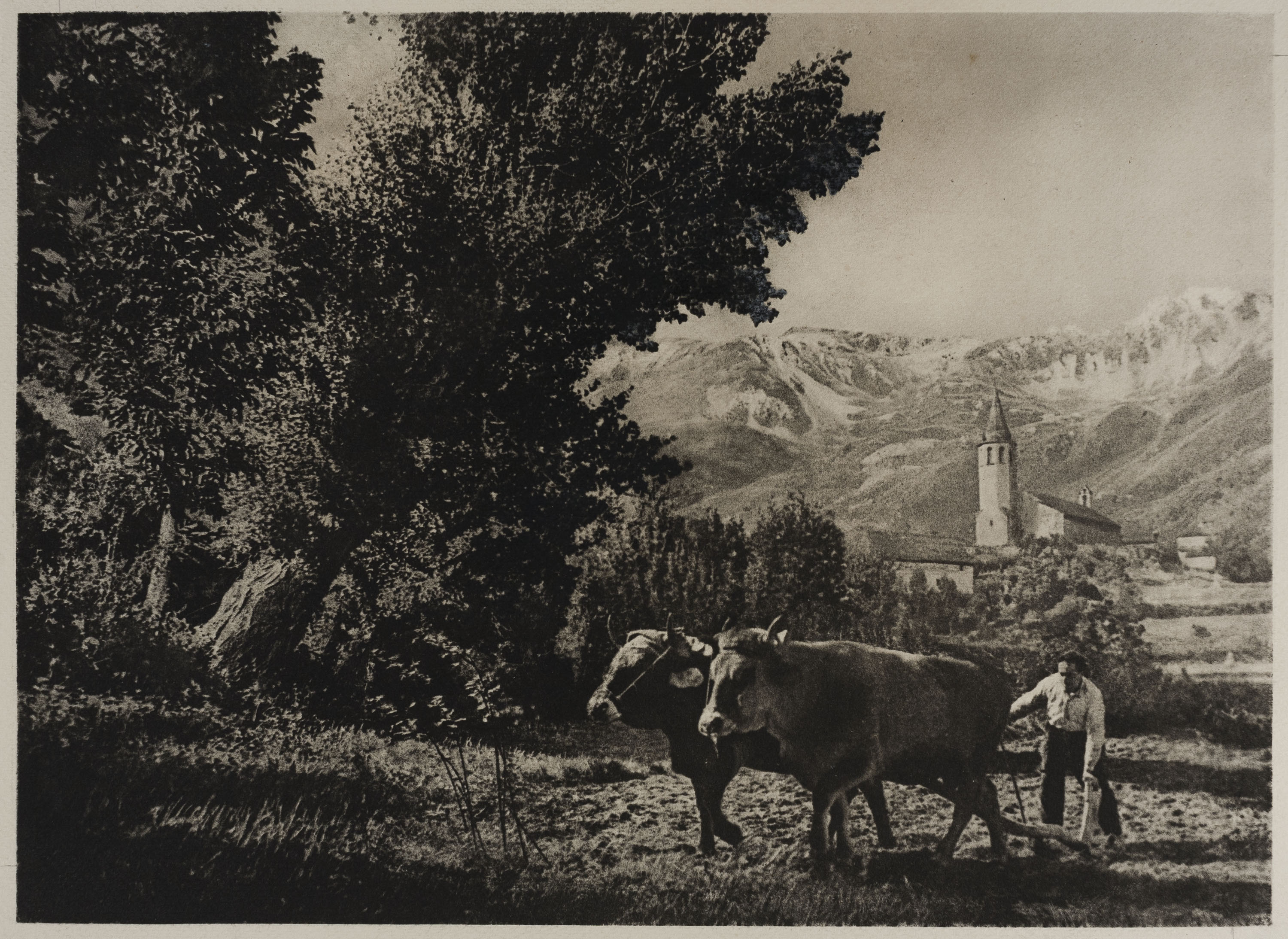 image for: Josep Maria Casals i Ariet - Paisatge amb home llaurant - No datat